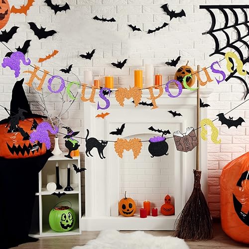 Miniatura 2 de Pancarta de Hocus Pocus y guirnalda de Hocus Pocus, decoración de fiesta de Halloween, decoración de fiesta de bruja de Halloween, decoración de