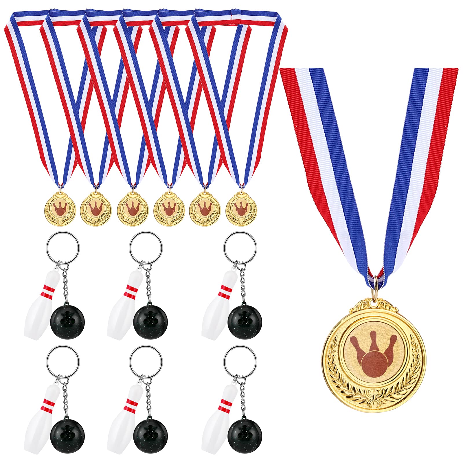 6 Medaglie Bowling Per Bambini - Zinco Dorato Con Nastro - Foto 14