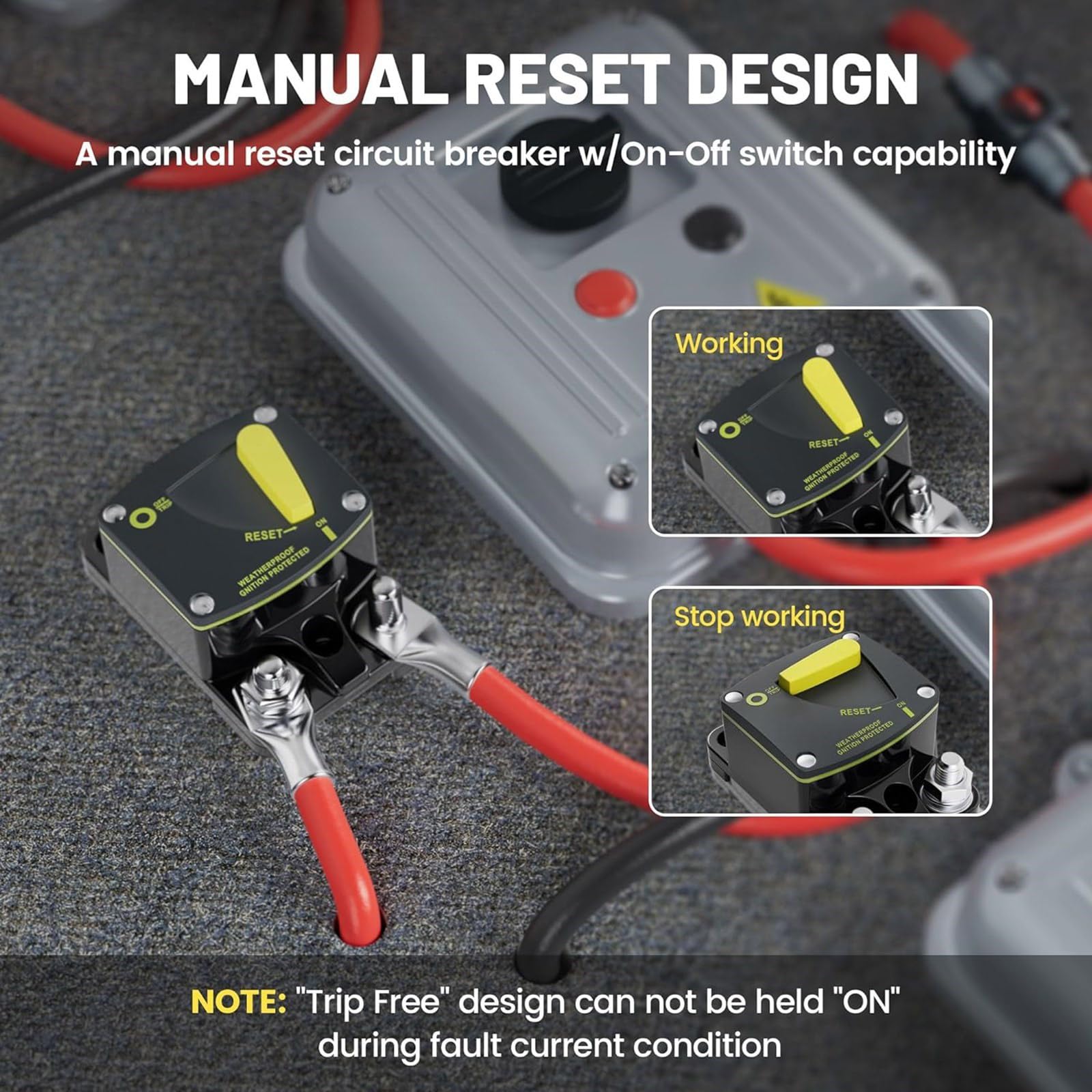 Interruttore ad alte prestazioni Reset Manuale Per Auto Camion Sound Marine Camper Sistemi solari Protezione della batteria