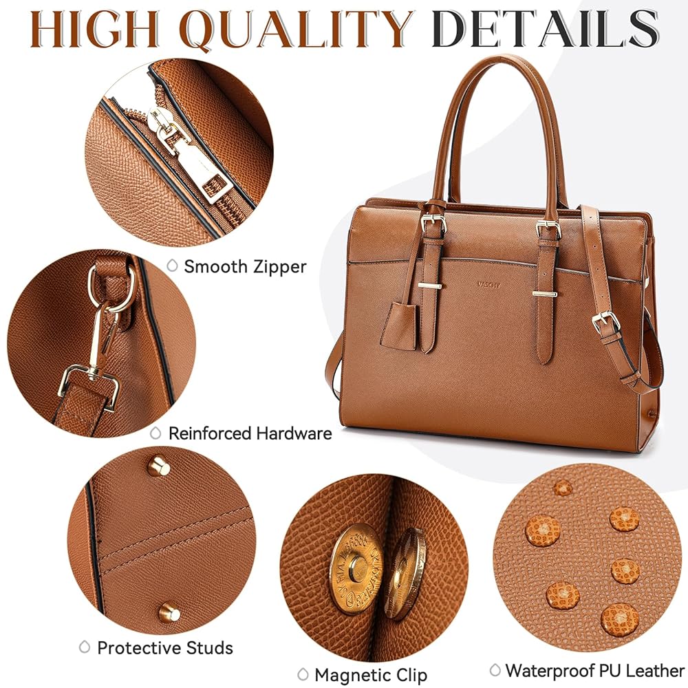 Borsa Tote VASCHY Donna - Tracolla Regolabile, Pelle Vera, 38x12x28cm, Per Università/Ufficio - Foto 4