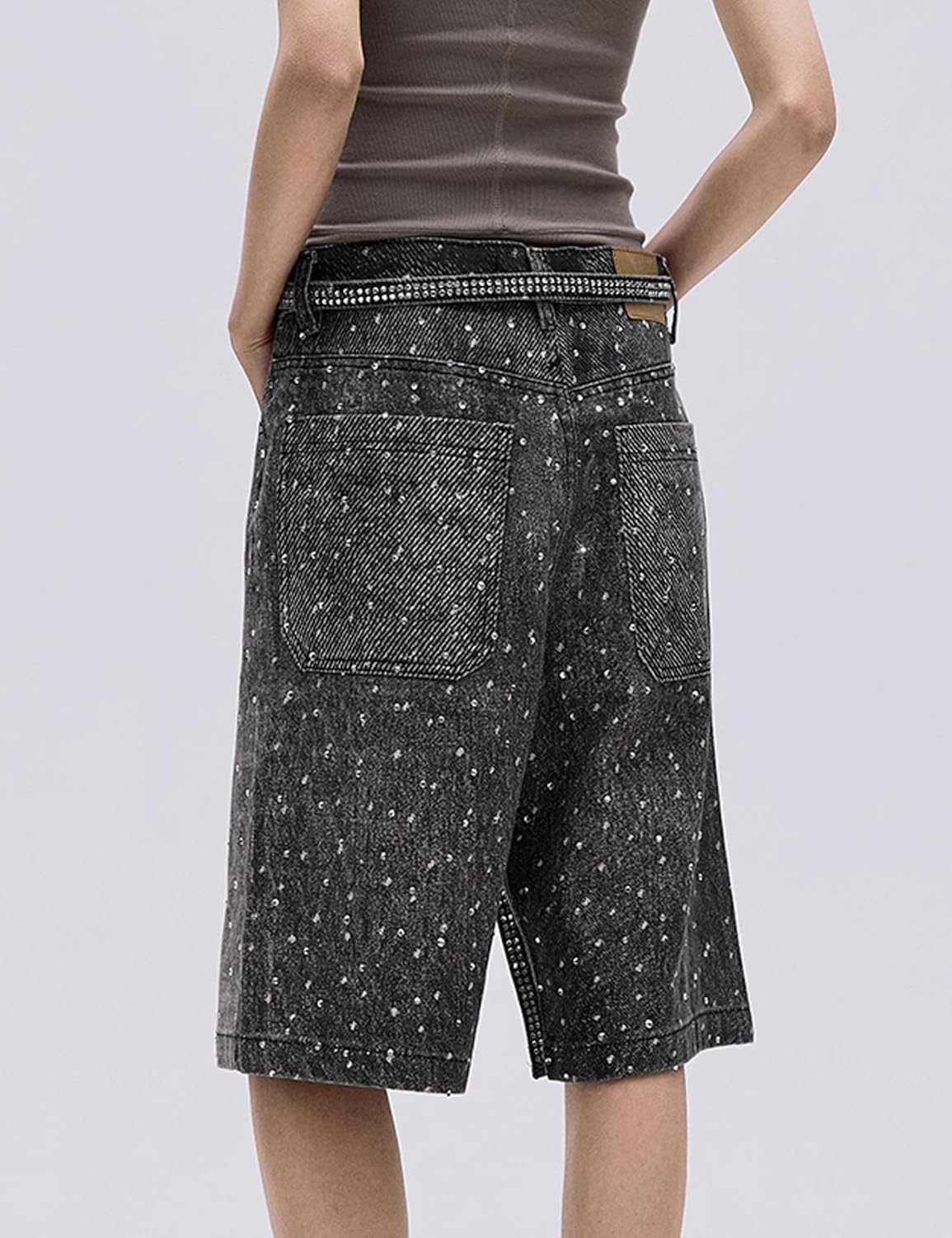 Mens Baggy Rhinestone Denim Jeans Shorts Y2k Oversized Jorts Vintage Loose Fit Shorts Casual Jorts Wide Leg Streetwear - Image 3