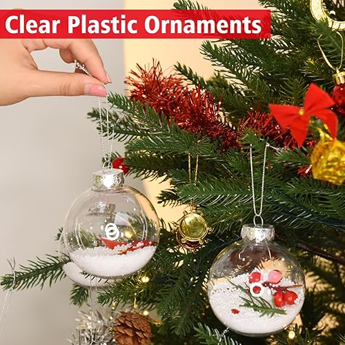 Miniatura 6 de Rocinha Adornos de Navidad transparentes, 12 piezas de adornos transparentes para manualidades, bolas de adorno de plástico transparente rellenables