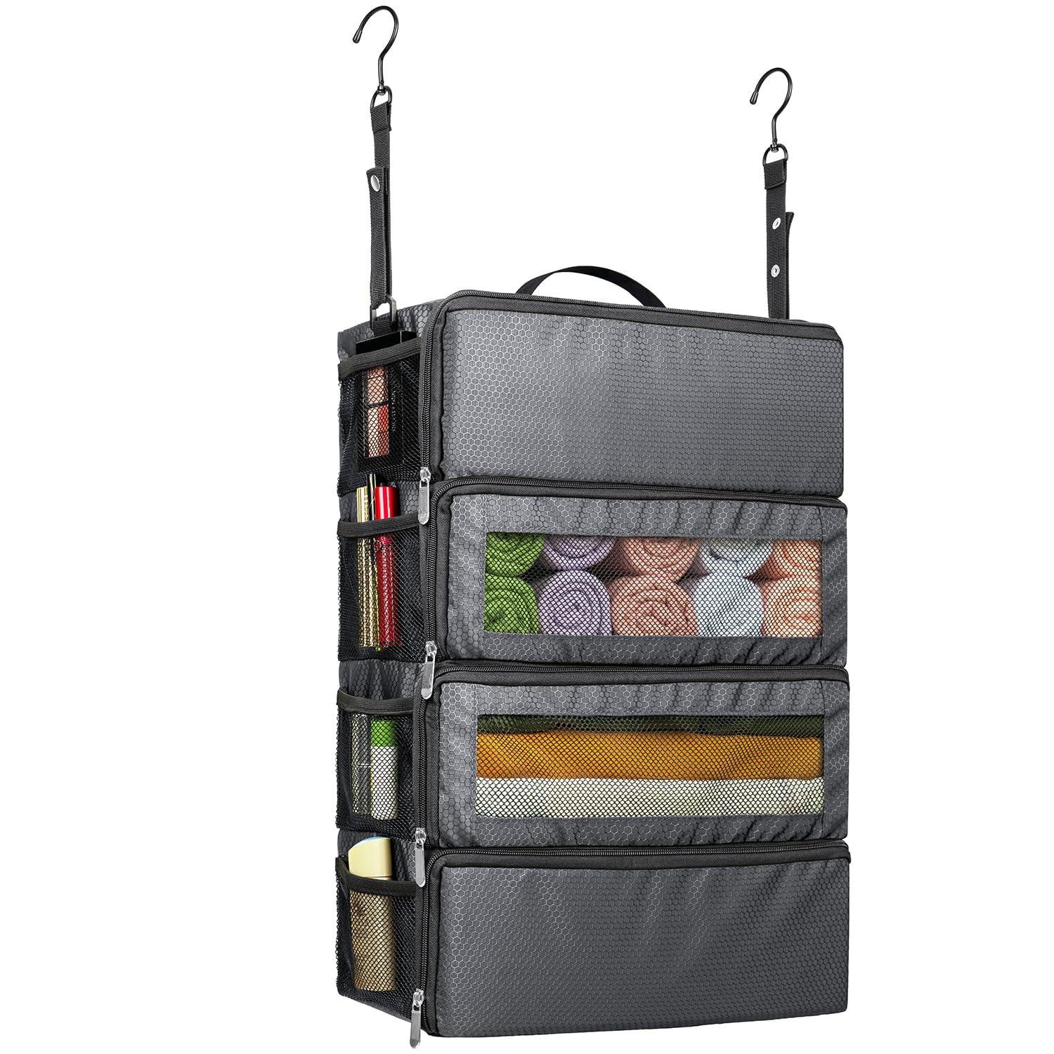 Suitcase Organizer, Travel Luggage Organizer Hanging Shelves Packing Cube Closet/Collapsible Portable Travel Organizer for Carry-on