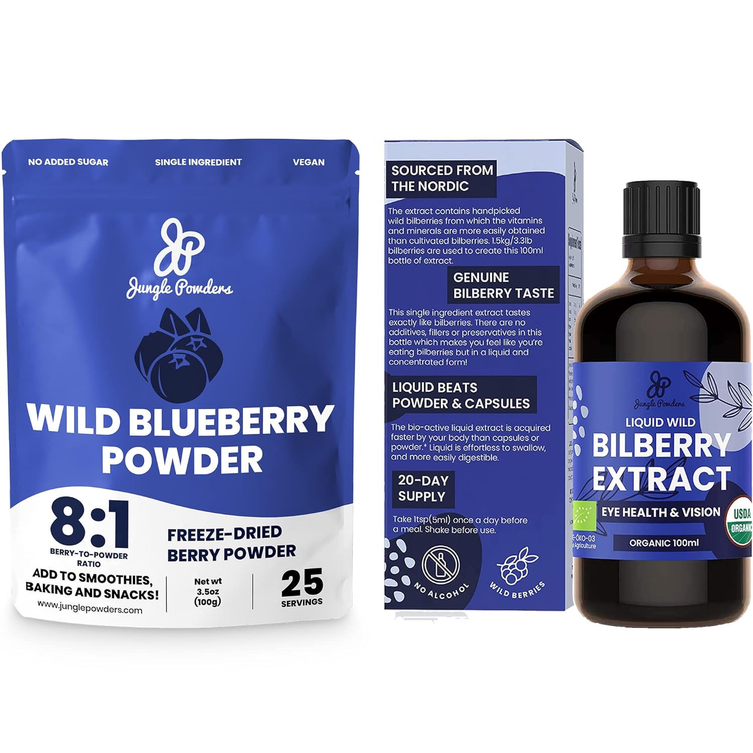 Jungle Powders Wild Blueberry Powder & Organic Wild