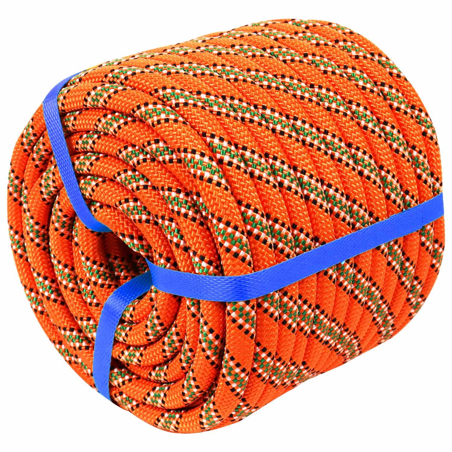 JANJOSN Double Braided Polyester Rope (1/2 Inch x 200 Feet) 48 Strands Strong Arborist Rope Climbing for Tree Work Pulling Swing Sailing, Orange