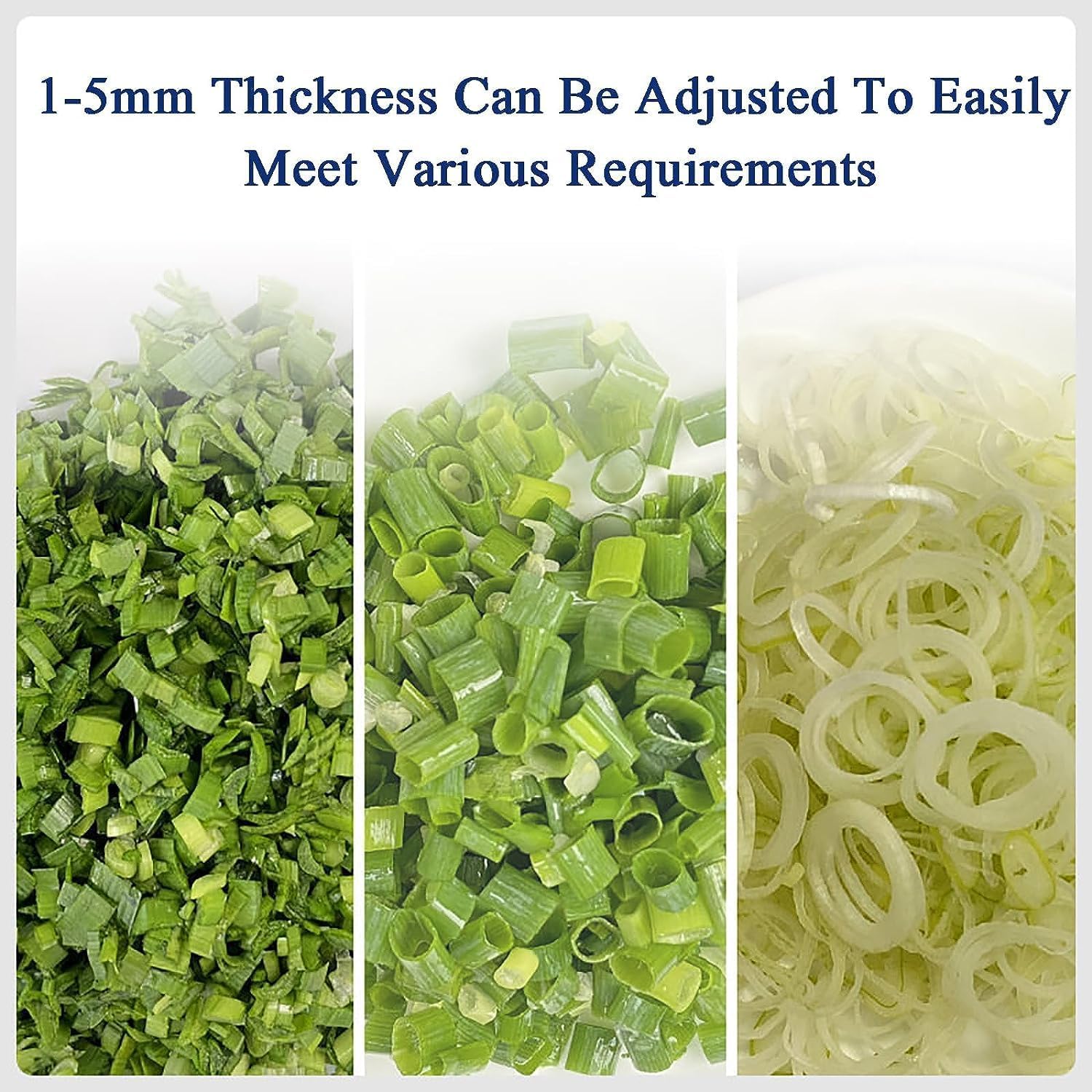 Scallion Slicer, Commercial Vegetable Cutter, 1-5mm Thickness Adjustable, 6000 RPM High Speed, Feeding Diameter 45-95mm, for Restaurants & Home Kitchen