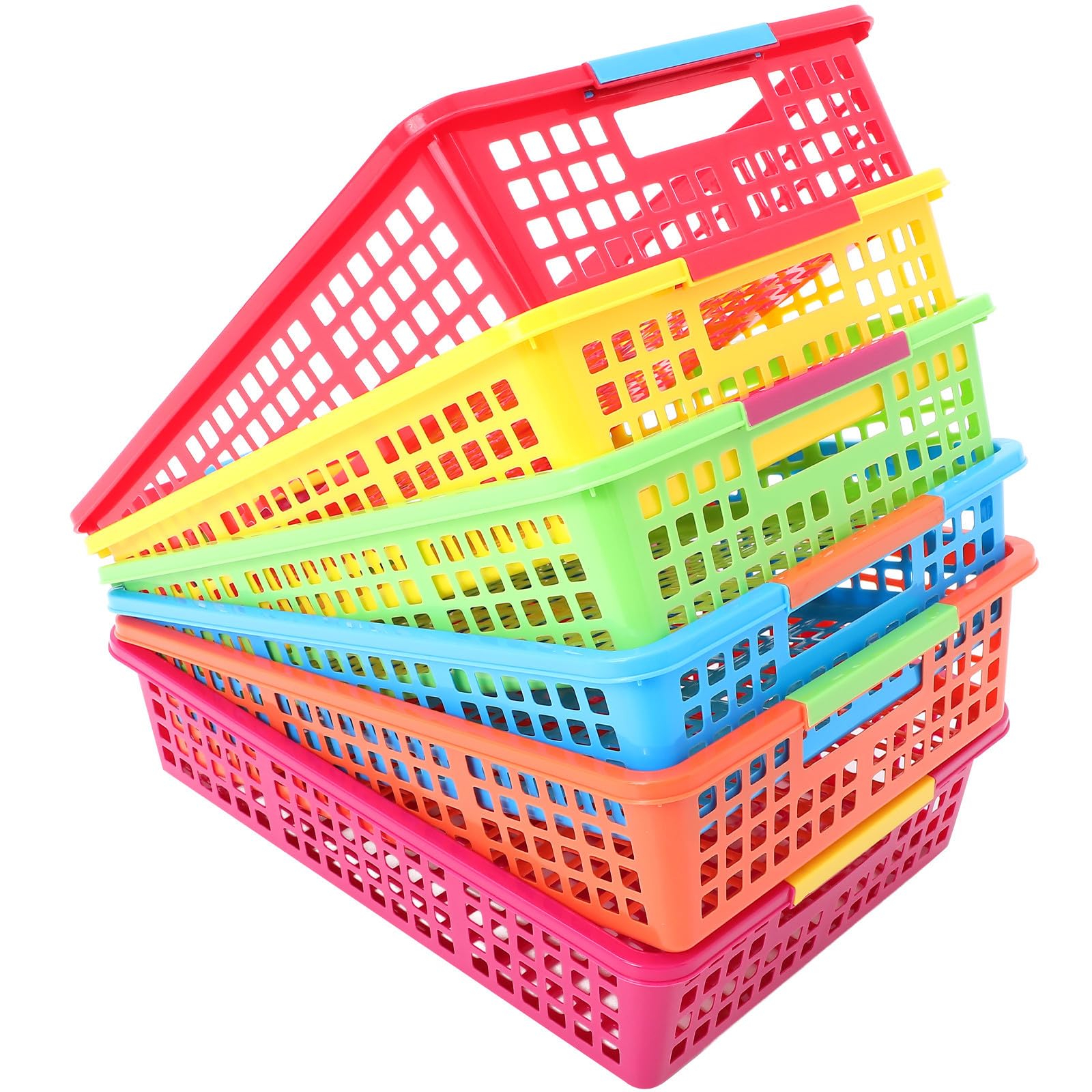 Panier plastique coloré empilable pour fournitures lot de 6