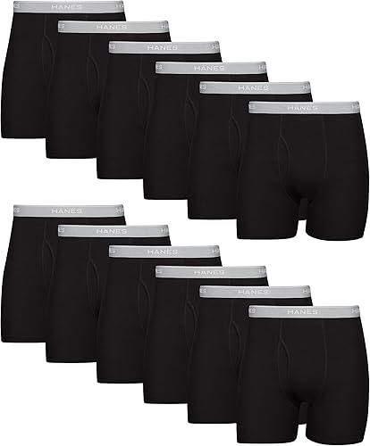 Hanes Calzoncillos tipo bóxer para hombre, ropa interior de algodón suave y transpirable con cintura ComfortFlex, paquete múltiple