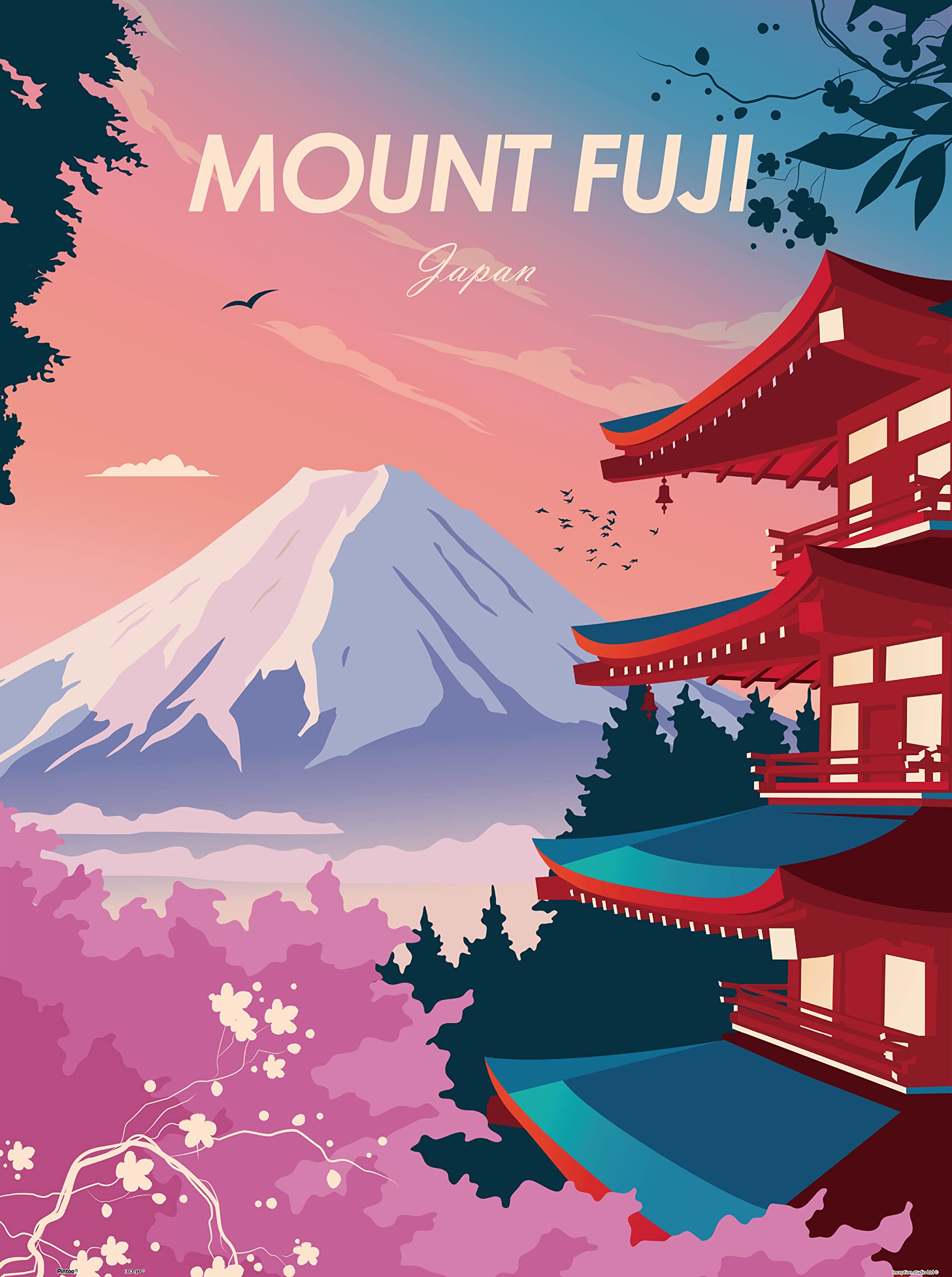 Pintoo Puzzle de 1200 pièces pour adultes - Studio Inception - Voyage dans le monde - Mont Fuji Beau puzzle en plastique pour décoration intérieure zéro poussière stockage facile [H3306]