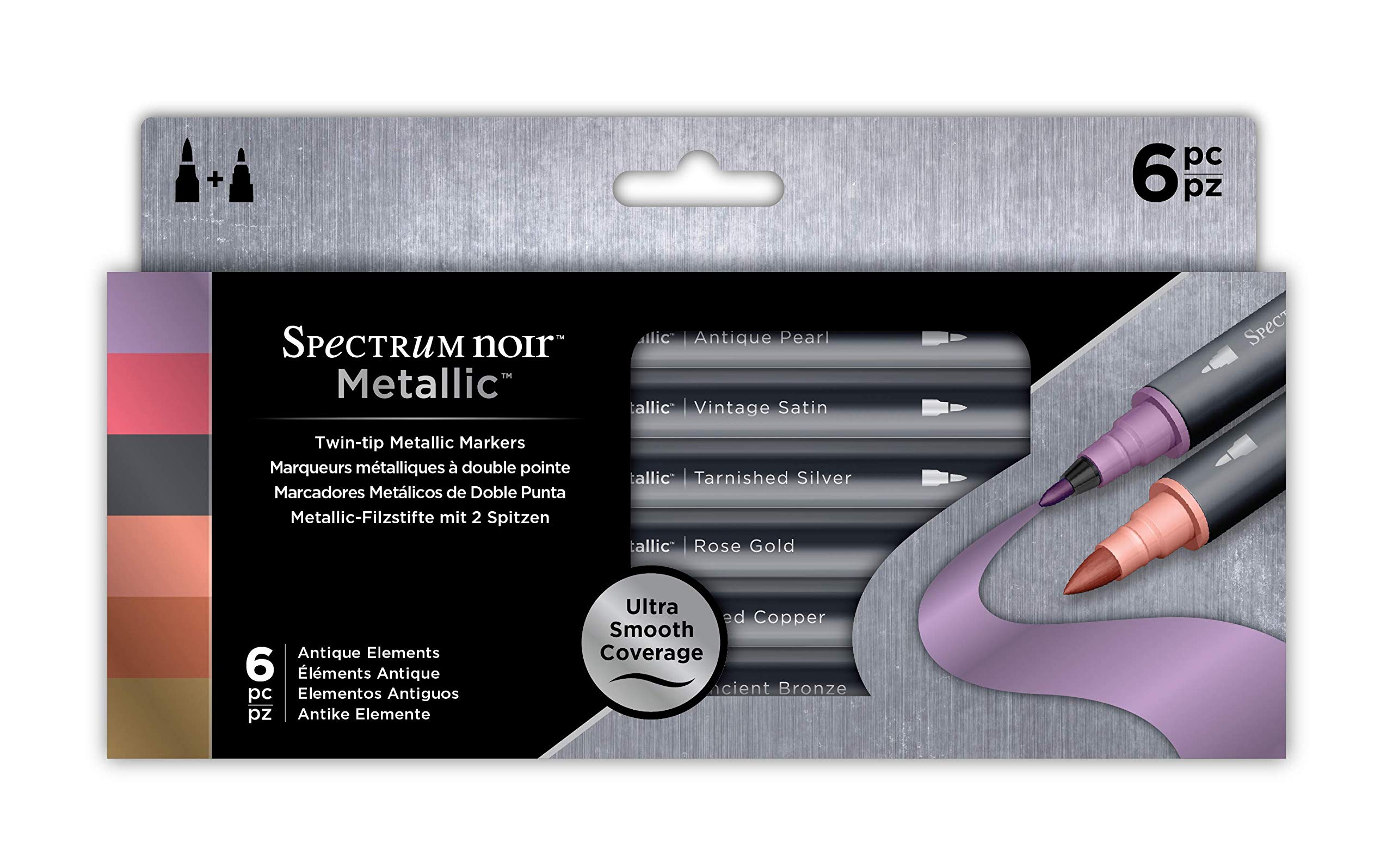 Metallic Markers 6 Pack-Antique Elements, us:one size, Multi