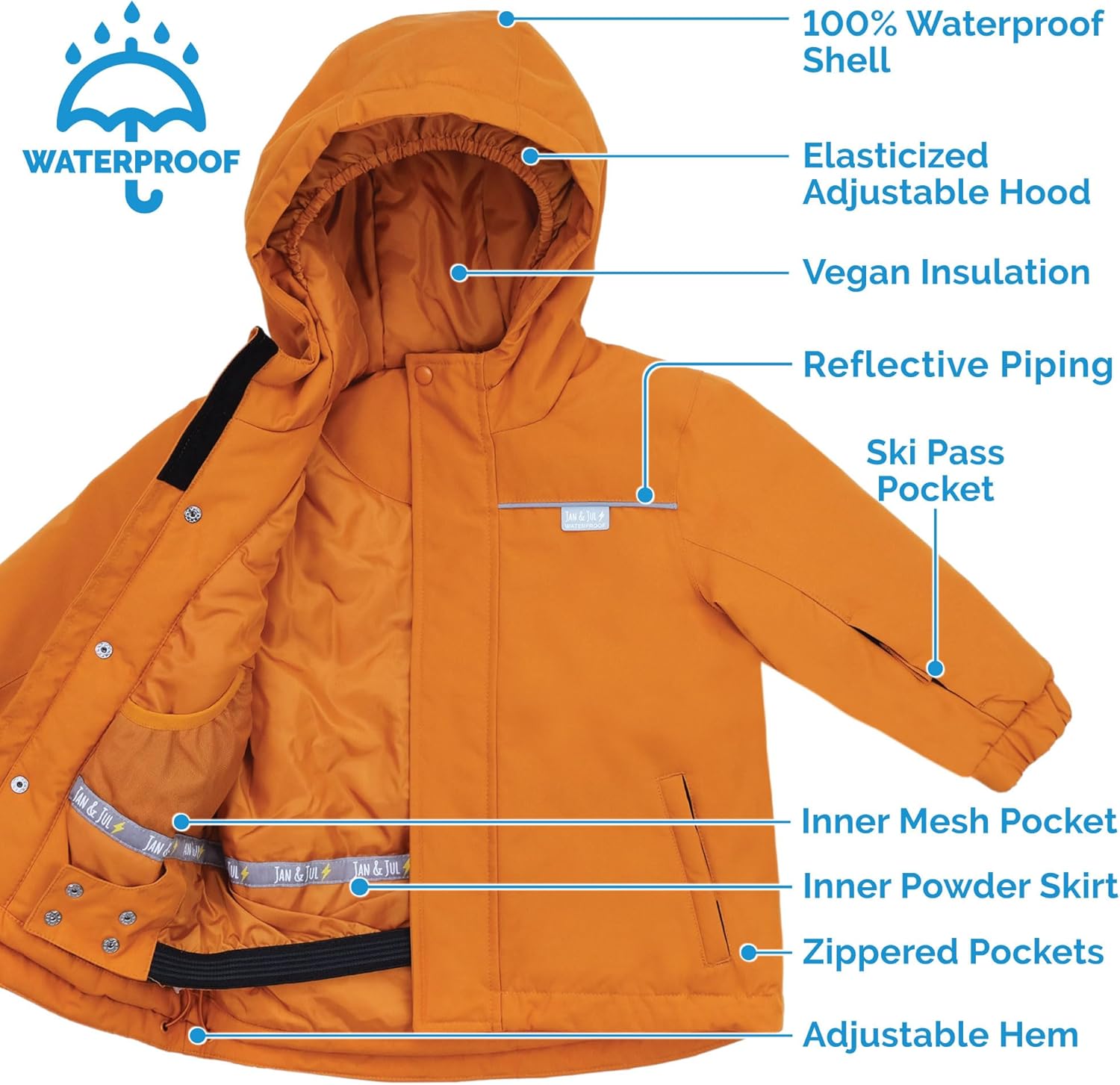 JAN & JUL Waterproof Ski Jacket, Insulated Snow Coat for Toddlers - Image 6