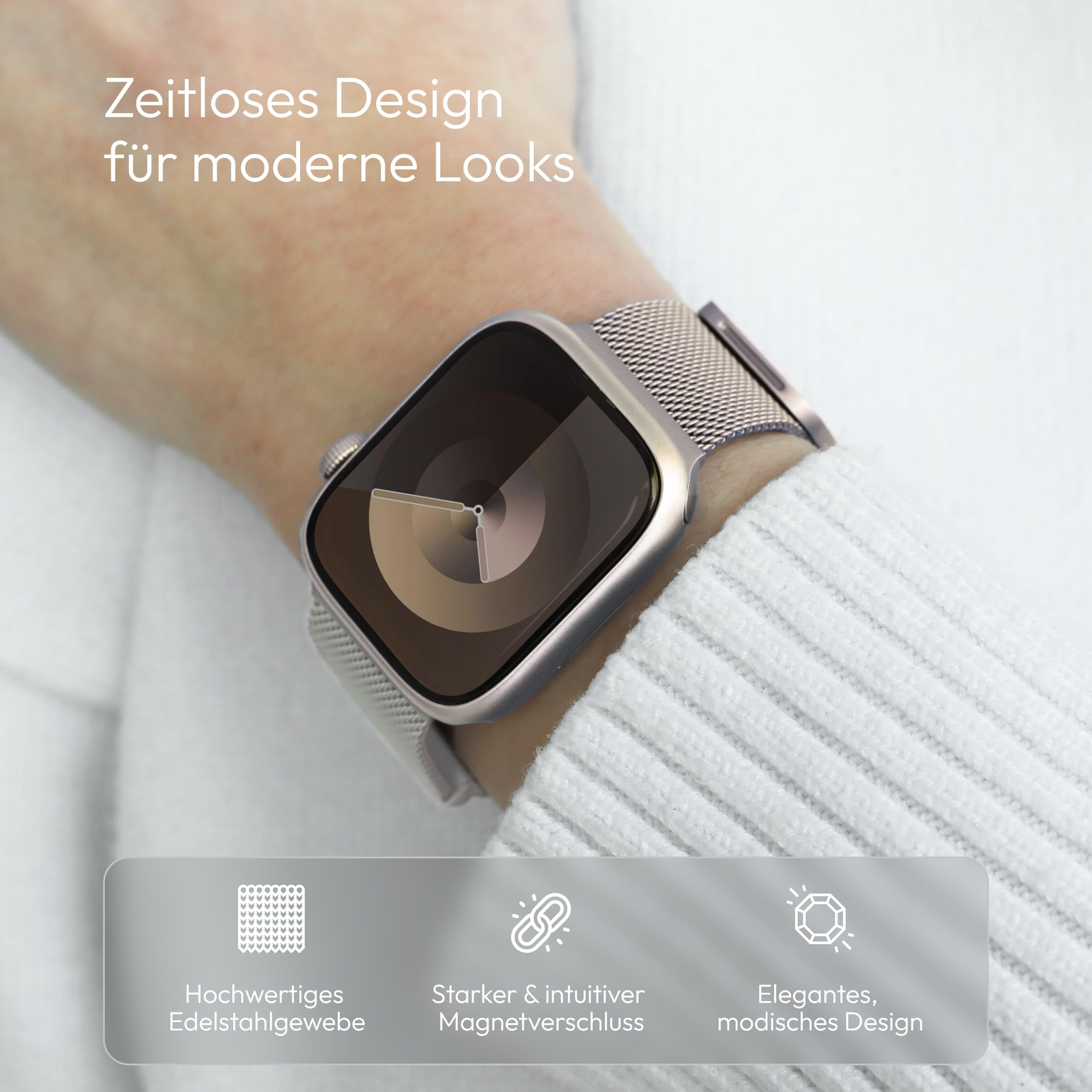 VONMÄHLEN Milanese Loop 2 – Stilvolles Edelstahlarmband mit Magnetverschluss, verstellbar, hochwertig, kompatibel mit Apple Watch