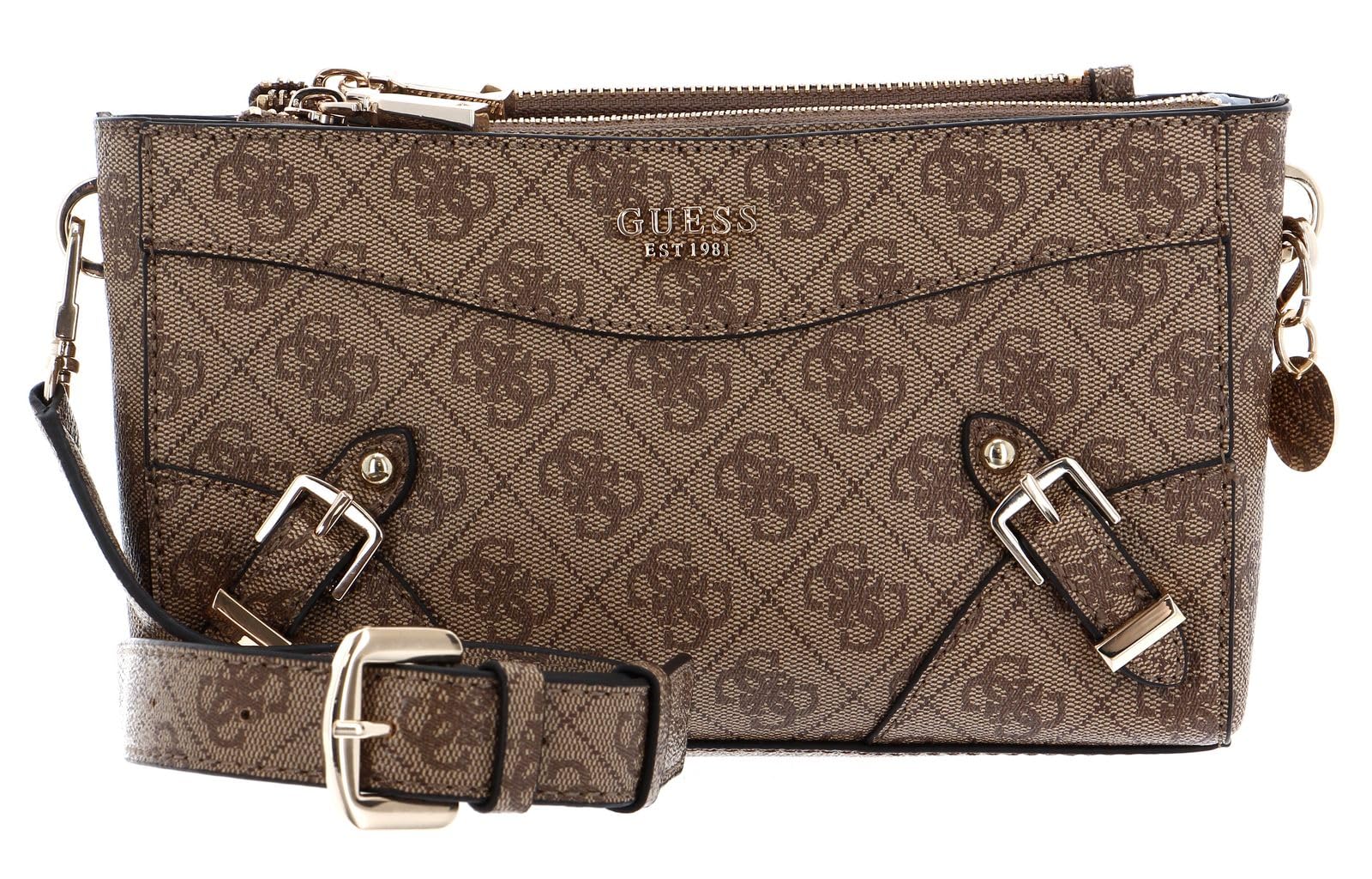 Sac à épaule GUESS Didi Mini Latte Logo marron clair à double zip - 5