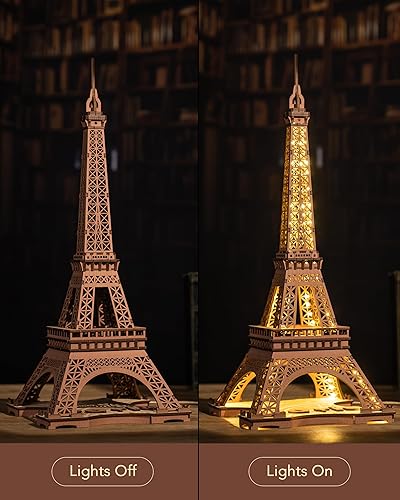Miniatura 3 de Rowood Torre Eiffel, kits de modelos de rompecabezas 3D para adultos, rompecabezas de madera 3D para adultos, juego de construcción con LED,