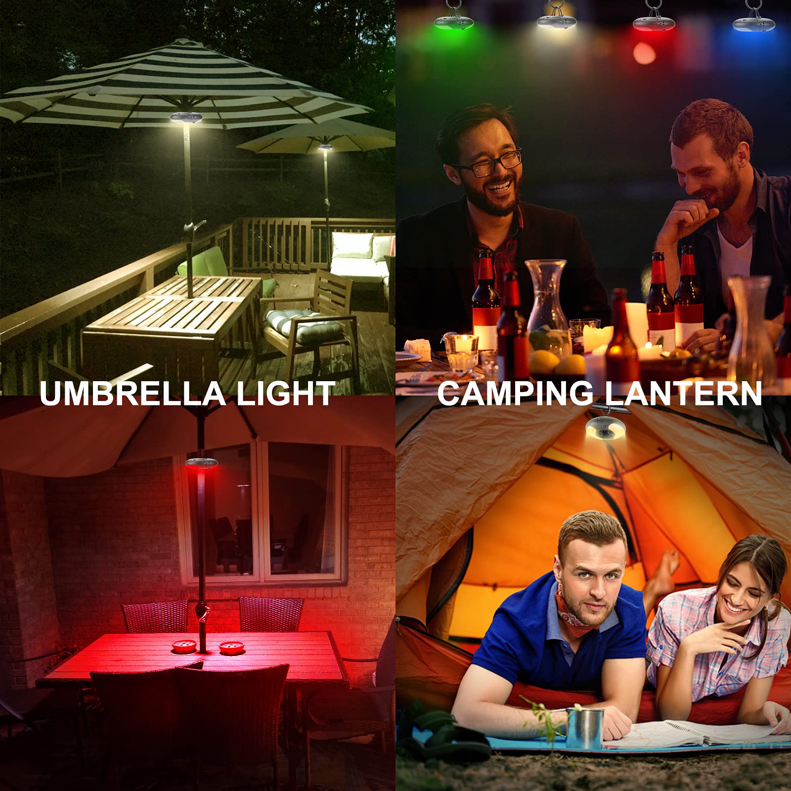 HONWELL Illuminazione a LED per esterni, per ombrellone, con telecomando RF, da campeggio, senza fili, per ombrellone da tavolo, giardino