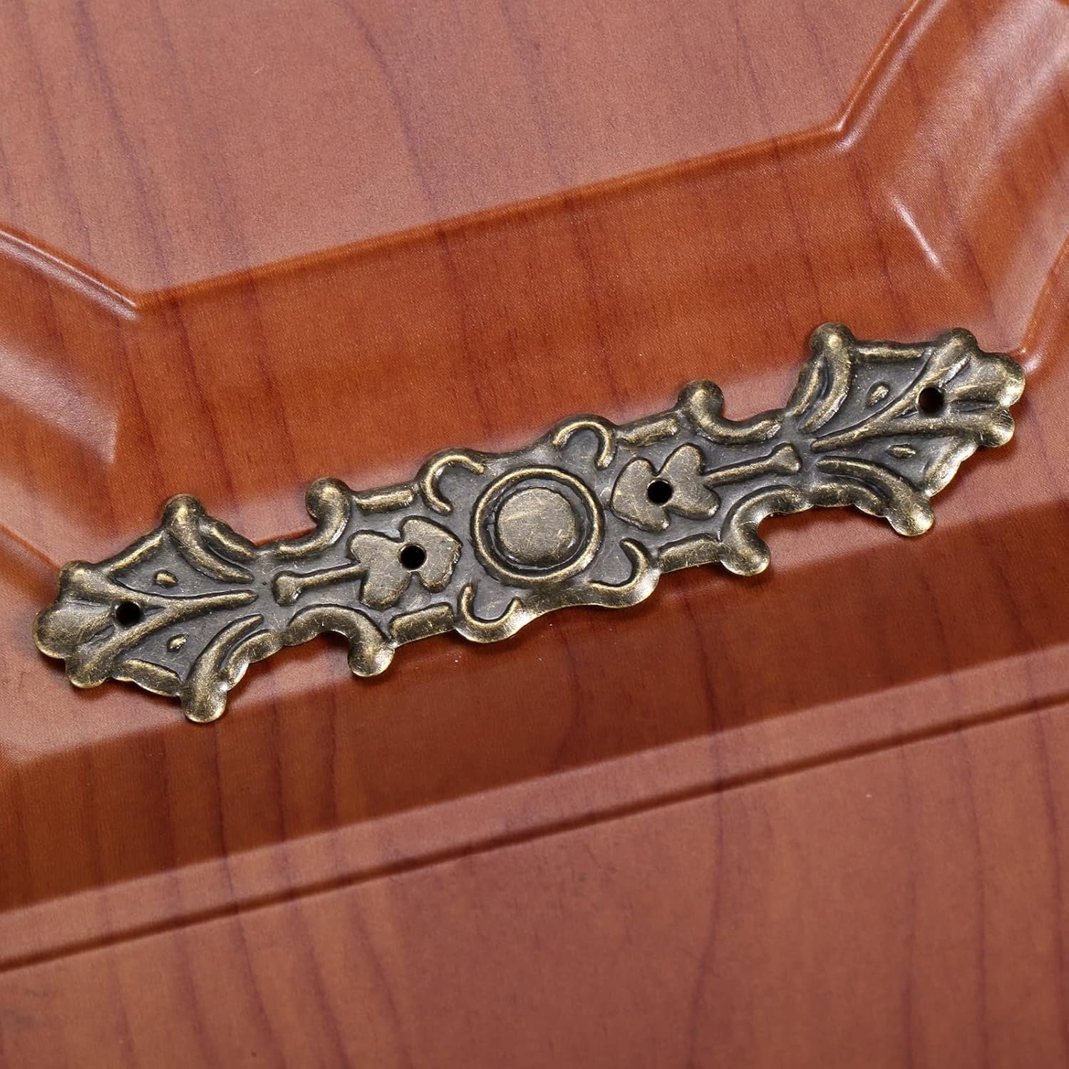 dophee 10Pcs Antique Bronze Decorative Corner Brackets Protectors, Flatback Metal Appliques Embellishments for Furniture Chest Case Wooden Box, 3.11"x0.79"