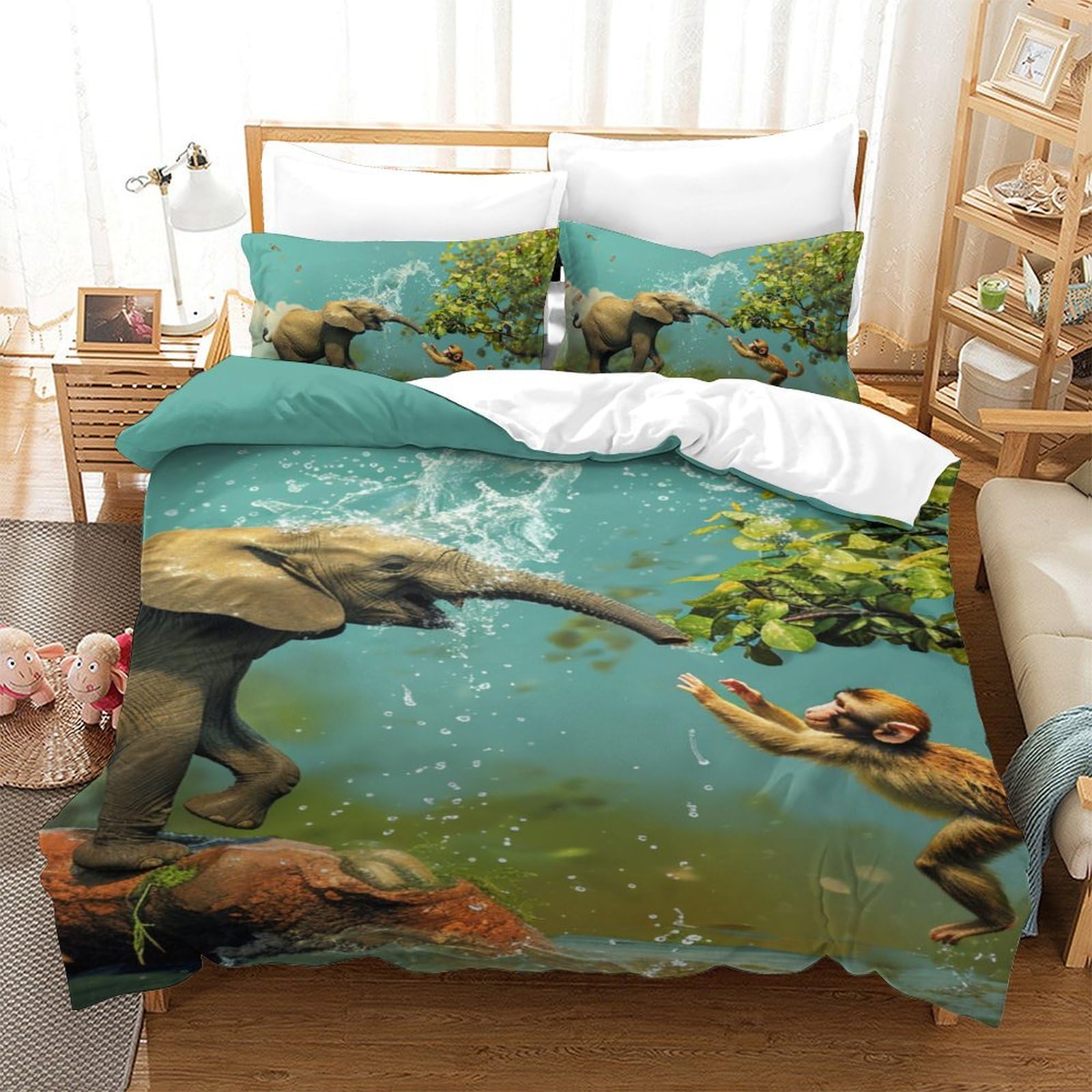 Housses de couettes animaux de la jungle 140x200cm pour éviter la transpiration