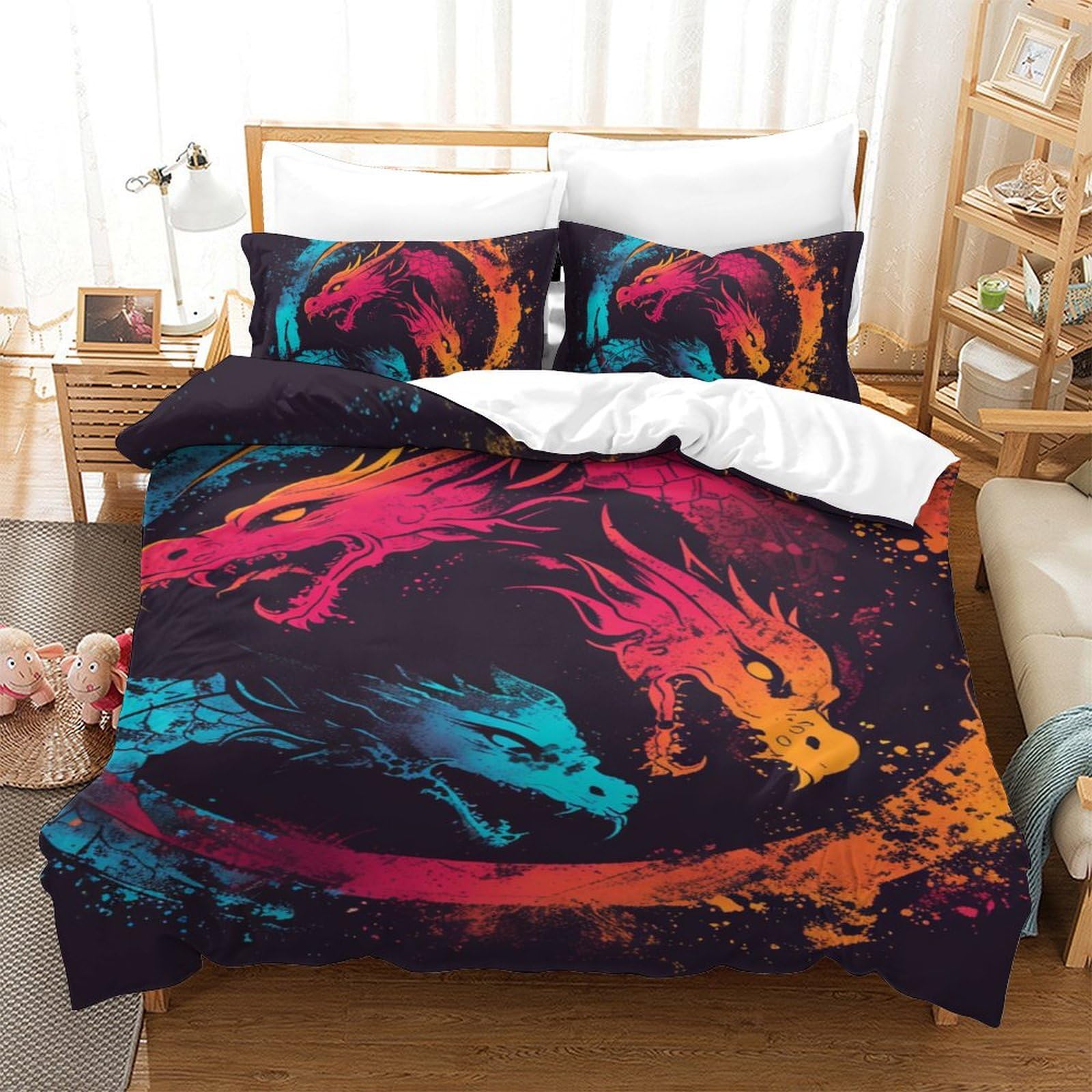 Housse de couette dragon 3D pour la chambre d'un adolescent passionné