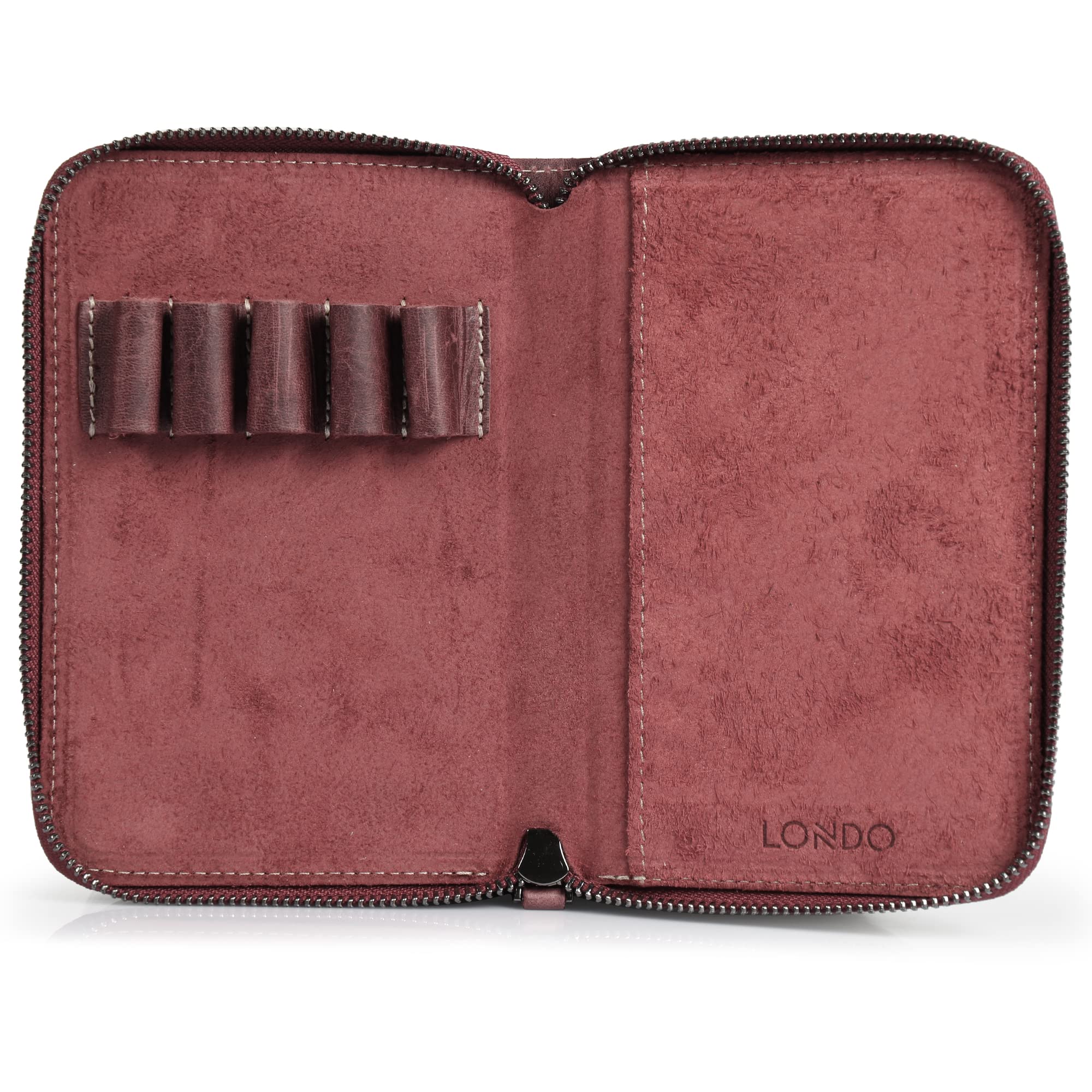 Mega Gear LONDO Genuine Leather Padfolio with Pencil Holder Notepad and Zipper Closure (Damson)