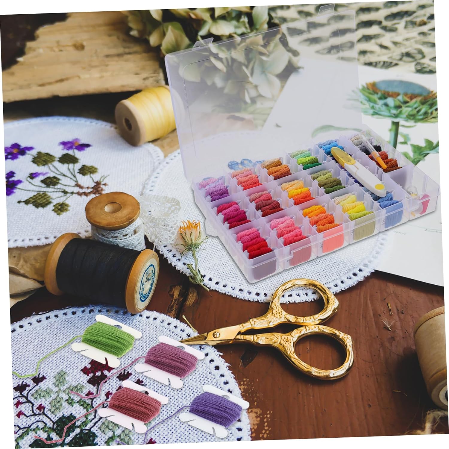 DOITOOL 1pack Colors Embroidery Thread Kit for Crafts Cross Stitching and Sewing Projects Versatile Assorted Threads for Hand and Machine Use for Dolls and Insole Making