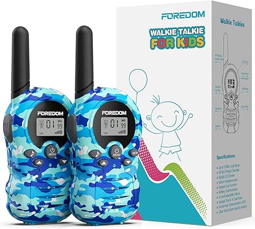 FOREDOM Walkie Talkies para niños, Walkie Talkies de largo alcance para niños y niñas de 3 a 12 años, juguetes geniales del ejército, paquete de 2,
