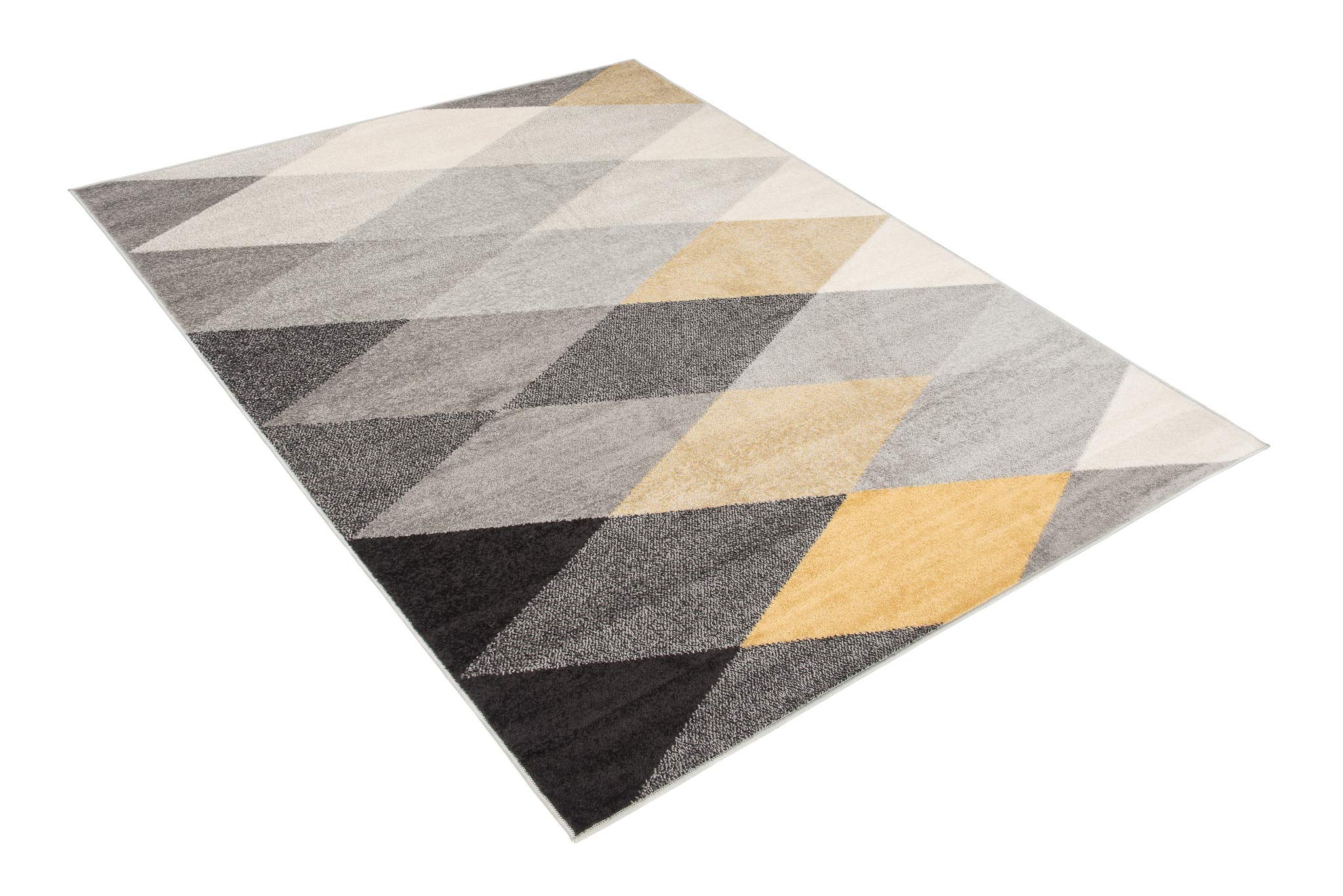 Tapiso LAZUR dywan do salonu, krótkie runo, nowoczesne figurki geometryczne, szary, ciemnoszary, czarny, kremowy, żółty, do sypialni, Ökotex 300 x 400 cm