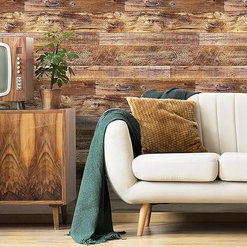 Miniatura 85 de Yun-aeon Natural Wood-Dark Grey Wood Contact Paper Peel and Stick Wallpaper 17.3"x 80"Self Adhesive Removable Vintage Faux Wood Wall Paper Plank