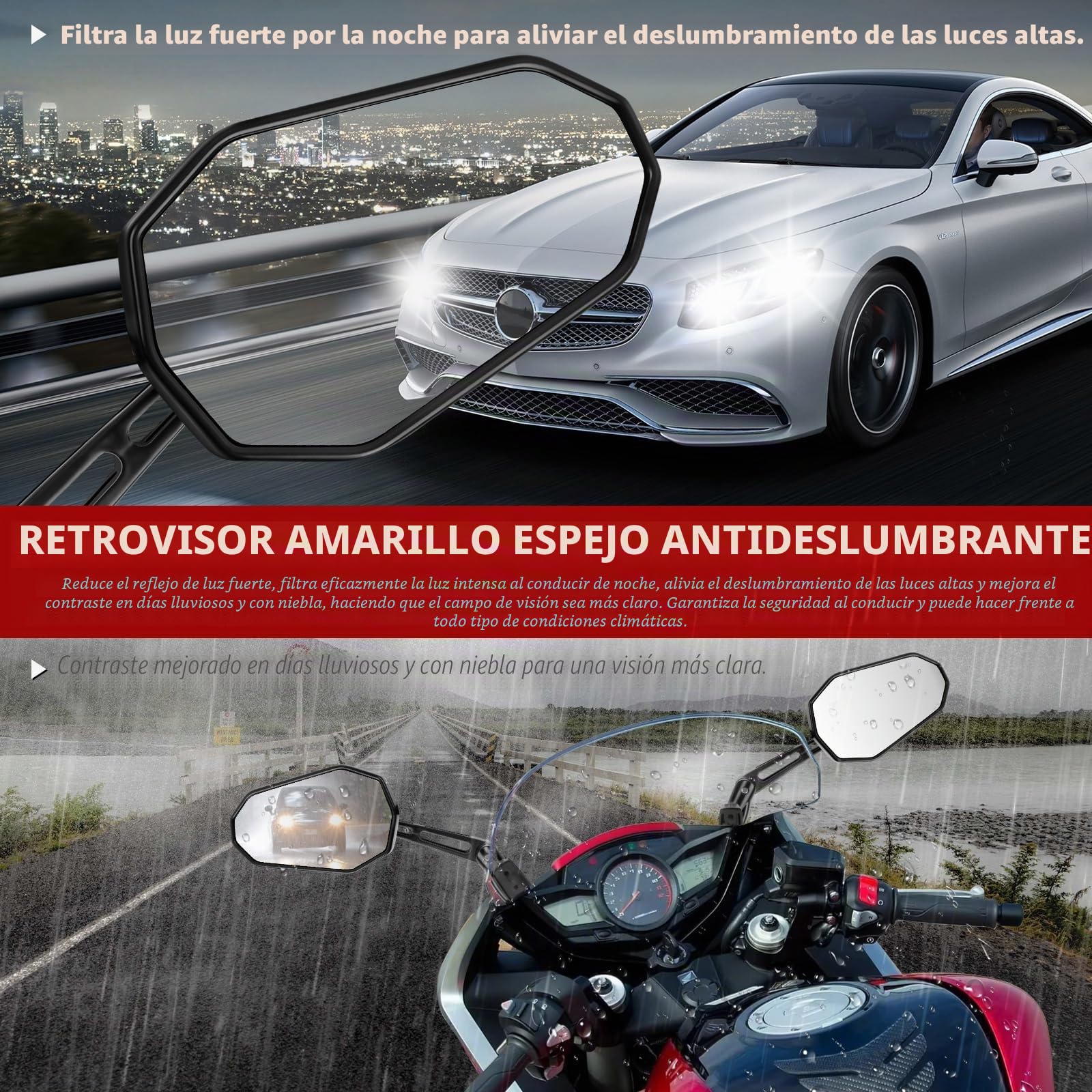 DREAMIZER Espejos Retrovisores Racing para Motocicletas Compatibles con Honda CBR600RR CBR1000RR CBR500R CBR300R Suzuki Hayabusa GSXR 600 750 1000 Yamaha YZF R1 R6 R6S FZ6R Kawasaki ZX6R ZX10R
