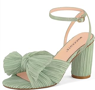 Women's Bow Knot Heeled Sandals Ankle Buckle Strap Chunky Heeled Open-toe Comfortable Wedding Party Fashion Heeled