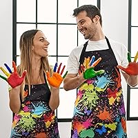 Vista 2 de ASPMIZ Artist Painting Apron for Adults, Colorful Art Cooking Aprons, Waterproof Kitchen Bib Apron with Pockets, Adjustable Kitchen Aprons for Men