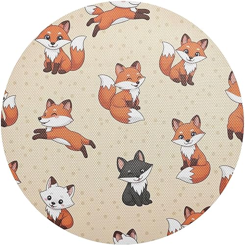 Cute Cartoon Fox Beige PVC Plate Mat, Washable Heat Place Mat for Kitchen one sizex1