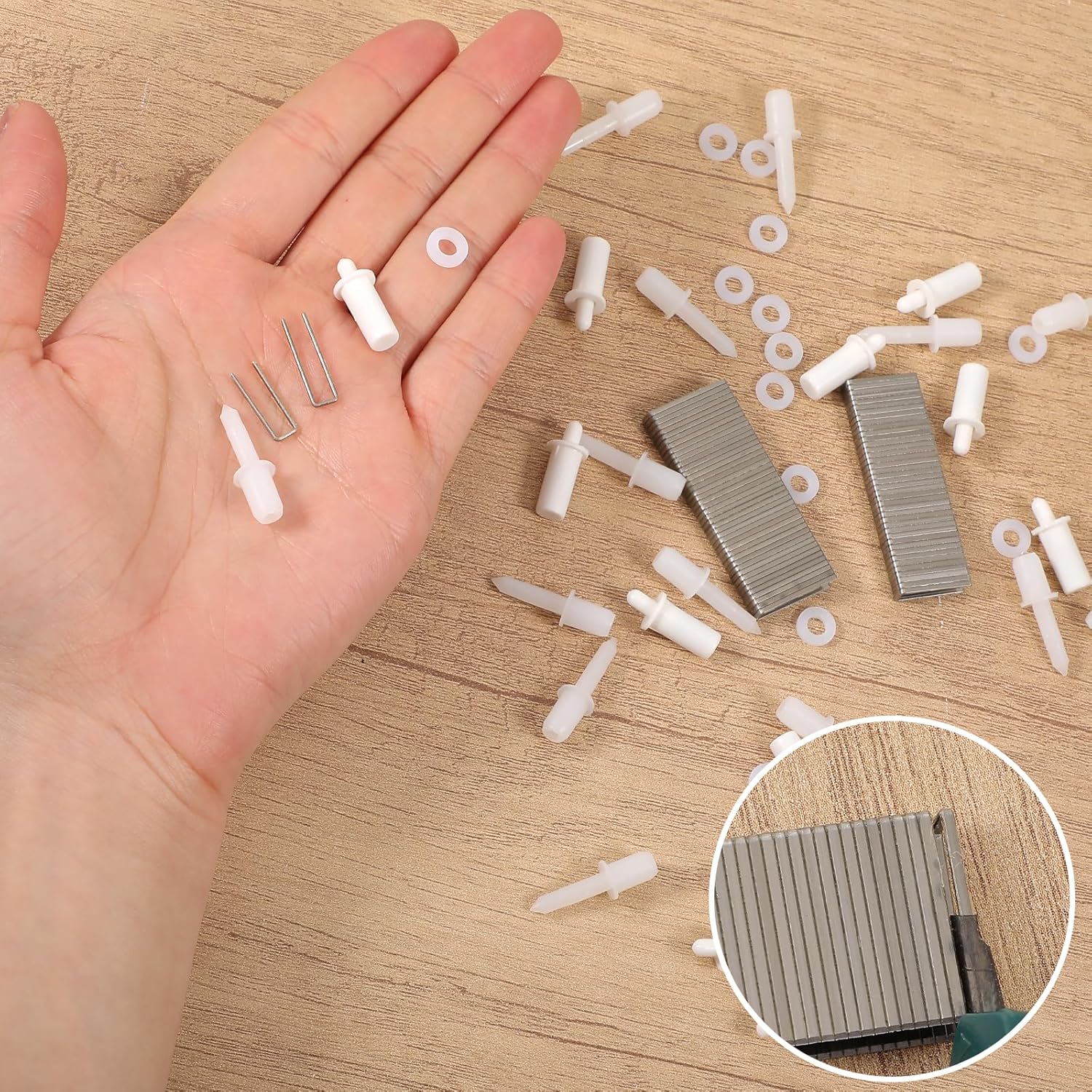 125Pcs Shutter Repair Kit, Plantation Shutter Repair Tool Set Includes Spring Loaded Replacement Pins, 0.75inch and 0.6inch Tilt Rod Louvers Staples for Windows Tools Supplies