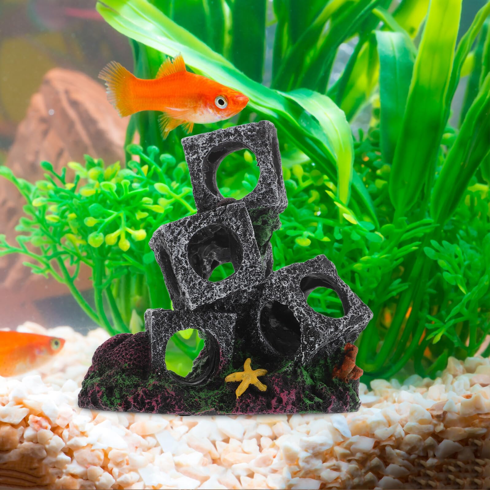 UPKOCH Aquarium Versteck Höhle aus Harz Stapelbare Würfel Fisch Versteck und Laich Höhle für Garnelen Betta Kleintank Dekoration und Schutz Unterwasserlandschaft