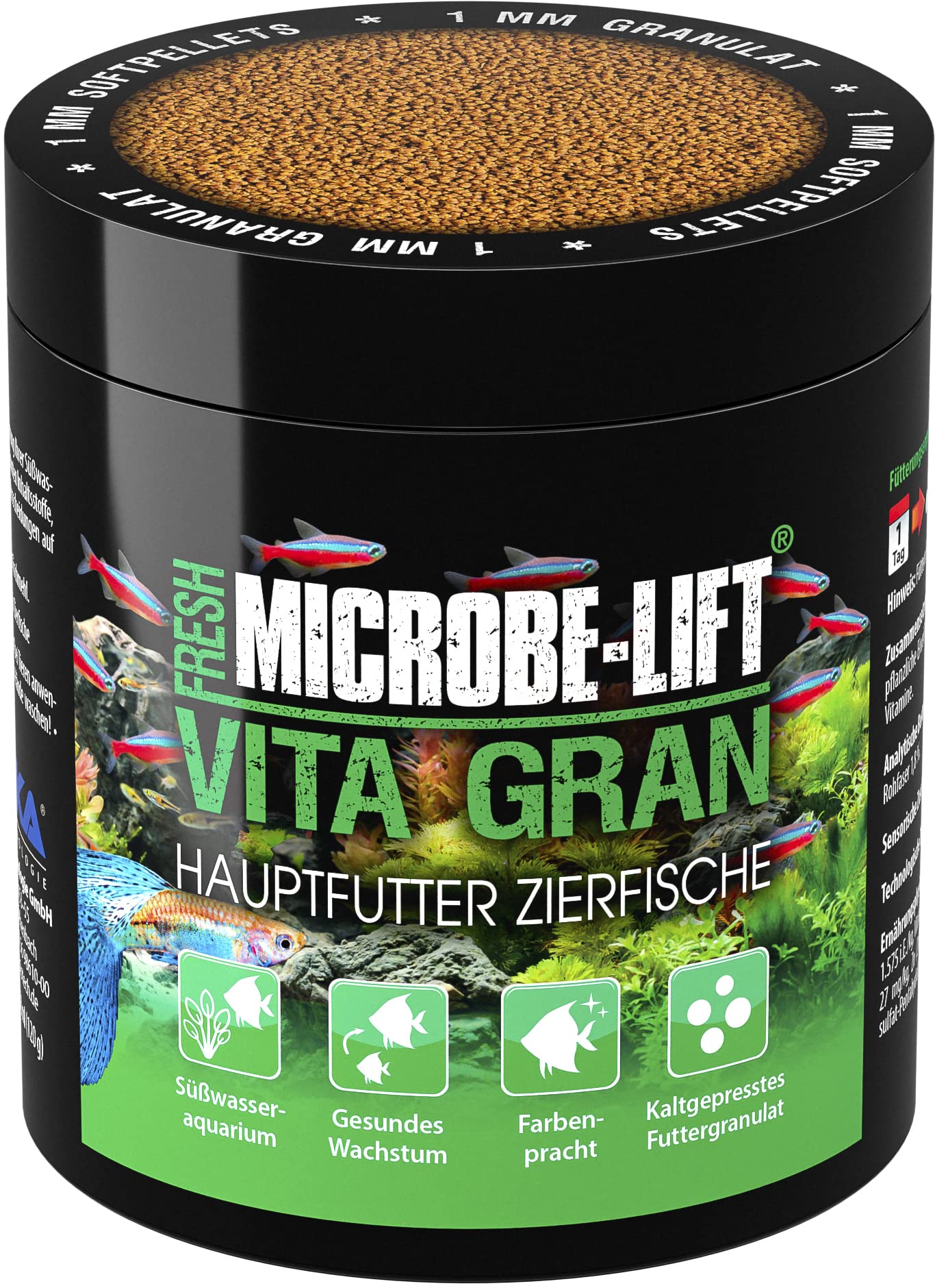 MICROBE-LIFT Vita Gran - Alimento completo para peces en todos los acuarios de agua dulce, 1 paquete (1 x 120 gramos), (El embalaje puede variar)