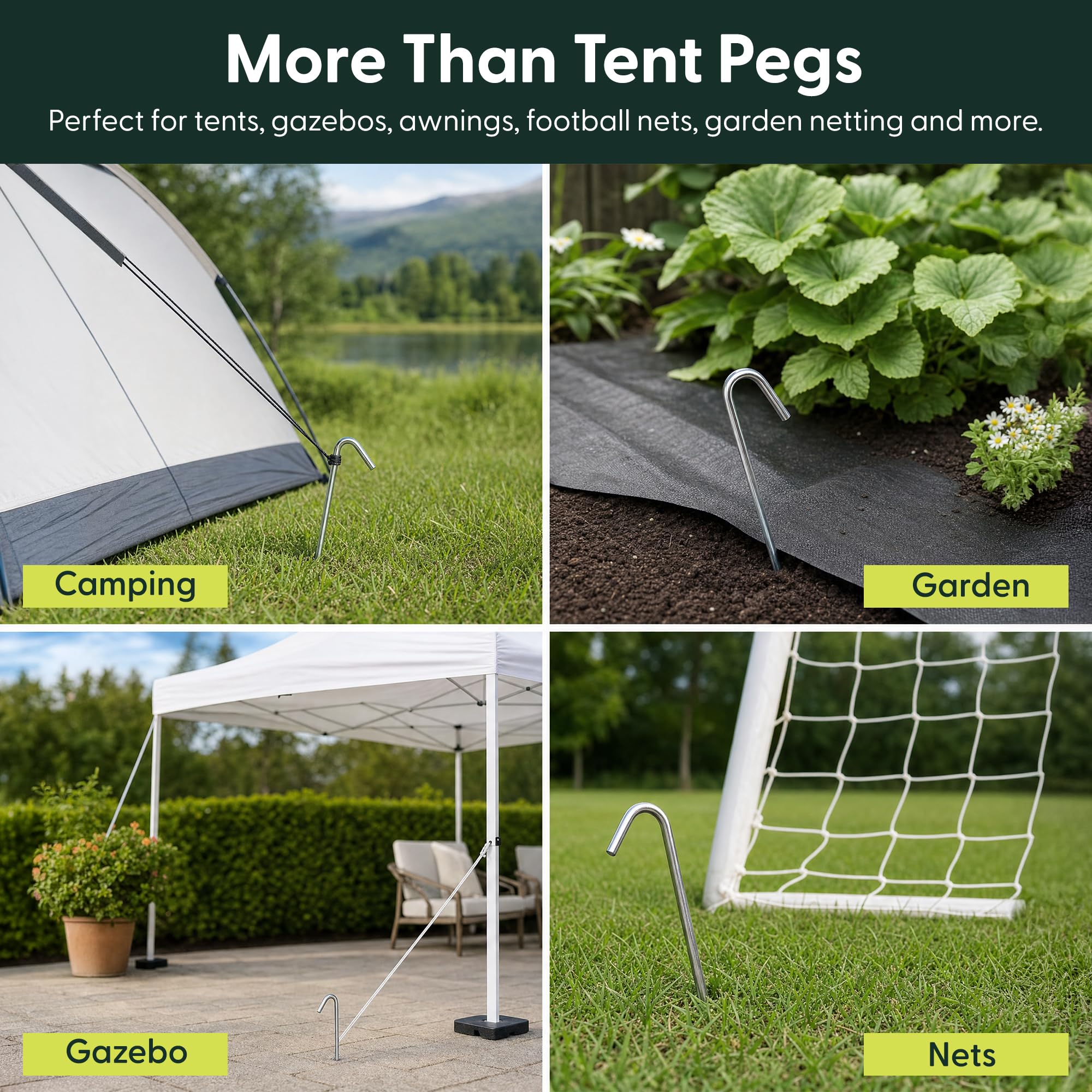 KEPLIN Lot de 40 piquets de tente en alliage d'acier galvanisés, antirouille et durables, support de tente en métal très résistant, idéal pour le camping, la plage, le jardin, le but de football et la