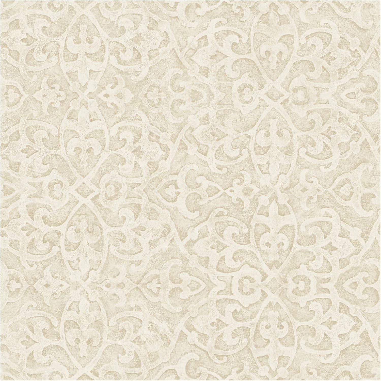 York Wallcoverings RG4940 Fresco Pearly Gate Wallpaper, Nickel/Charcoal/Tan