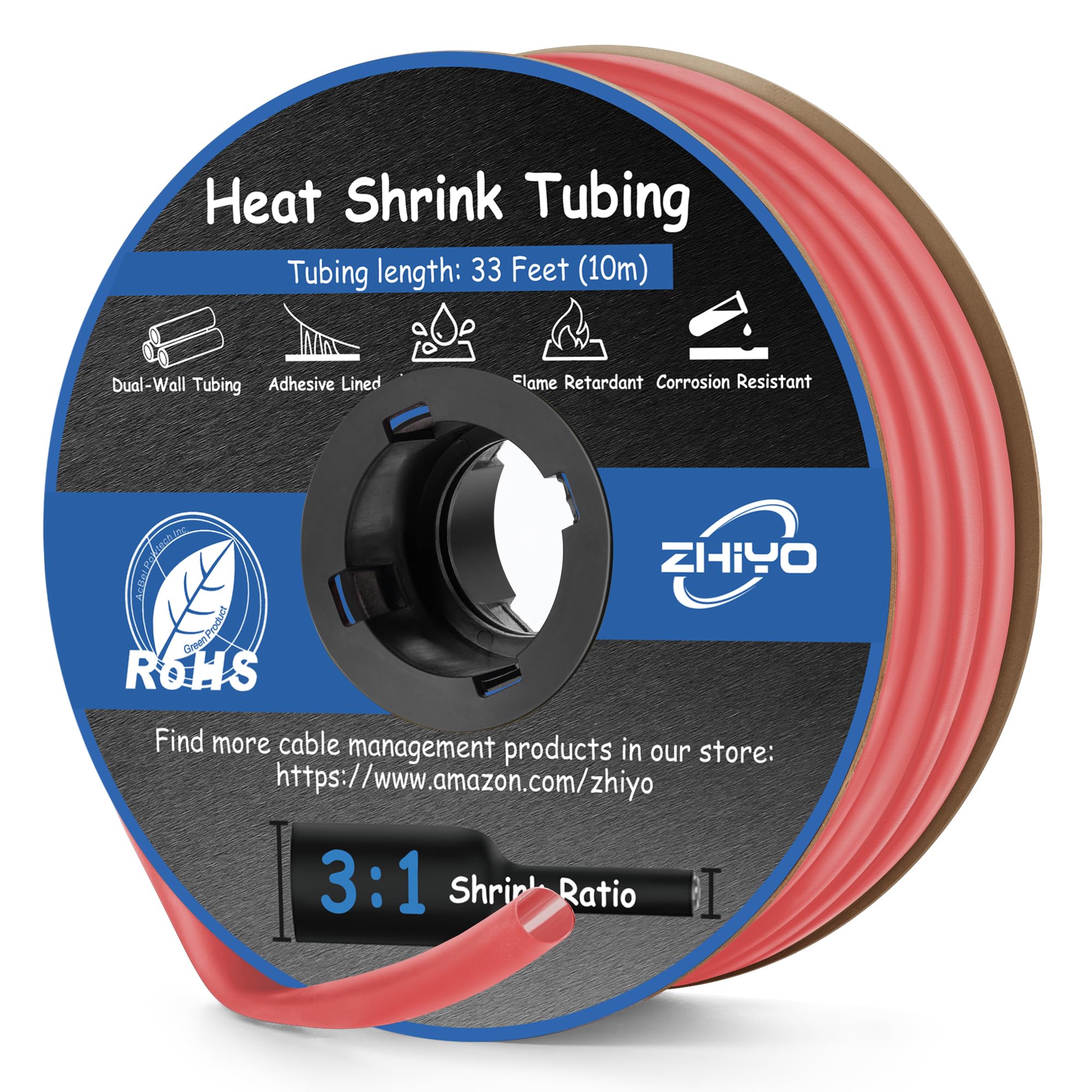 Heat Shrink Tubing 1/4 Inch, 3:1 Ratio Wires heat shrink tube, Dual Wall Adhesive-Lined Waterproof Shrink Wrap Tubing, 33FT Red Industrial and Marine Grade Heat Shrink Wrap