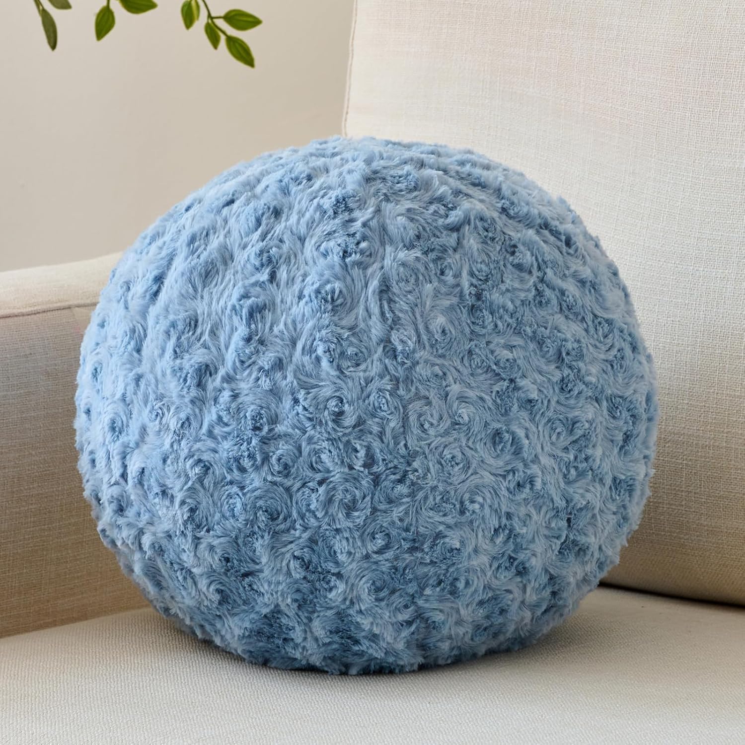 Ball Pillow, Decorative Round Pillow for Couch n, Circle Throw Pillows, Perfect Ball Pillows for Couch, Stylish Decorative Pillows, Versatile Round Throw Pillow (Grey Blue, Medium-11.8 Inches)