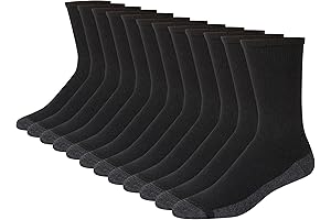 Hanes Mens Max Cushion Crew 6-Pack Socks