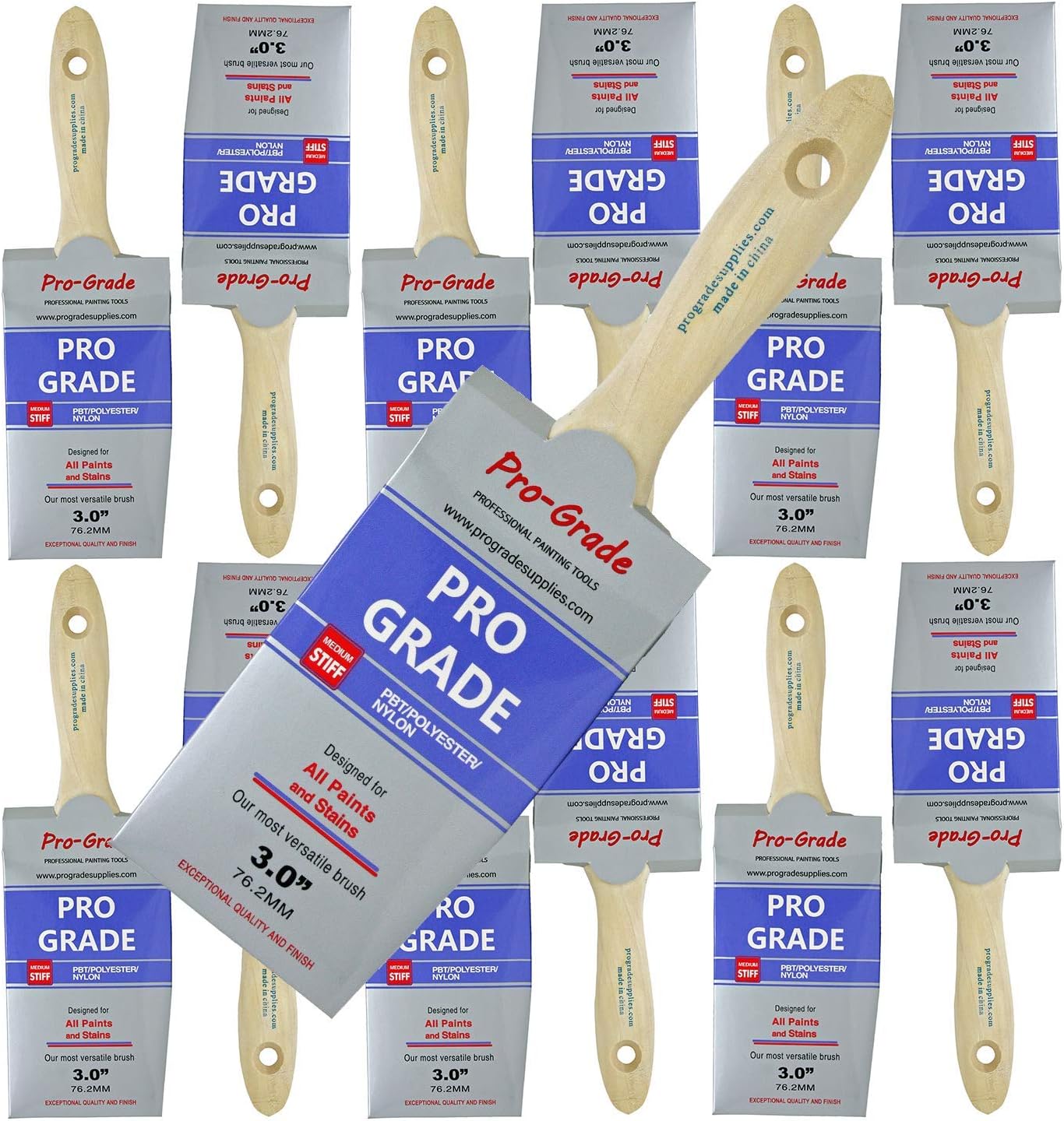 12PK 3 inch Flat Brush Premium Wall/Trim House Paint Brush Set for Professional Painter and Home Owners Painting Brushes for Cabinet Decks Fences Interior Exterior & Commercial Paintbrush.