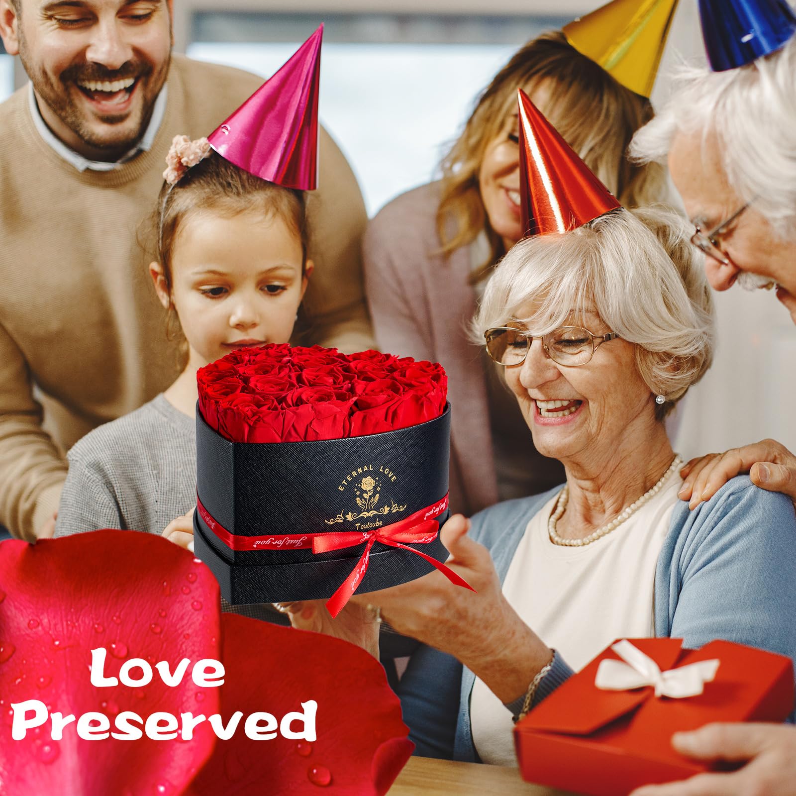 17 Pezzi Regalo di Festa della Mamma per Donne con Rose Stabilizzata Vera - Fiori Eterni in Scatola Cuore, Ideale​ per Lei Fidanzata Mamma, Fiori Stabilizzati, Regalo Compleanno, Romantico, Donna