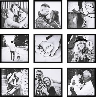 ArtbyHannah Square Picture Frame, Black Wall Hanging Photo Frame 8x8 Inch