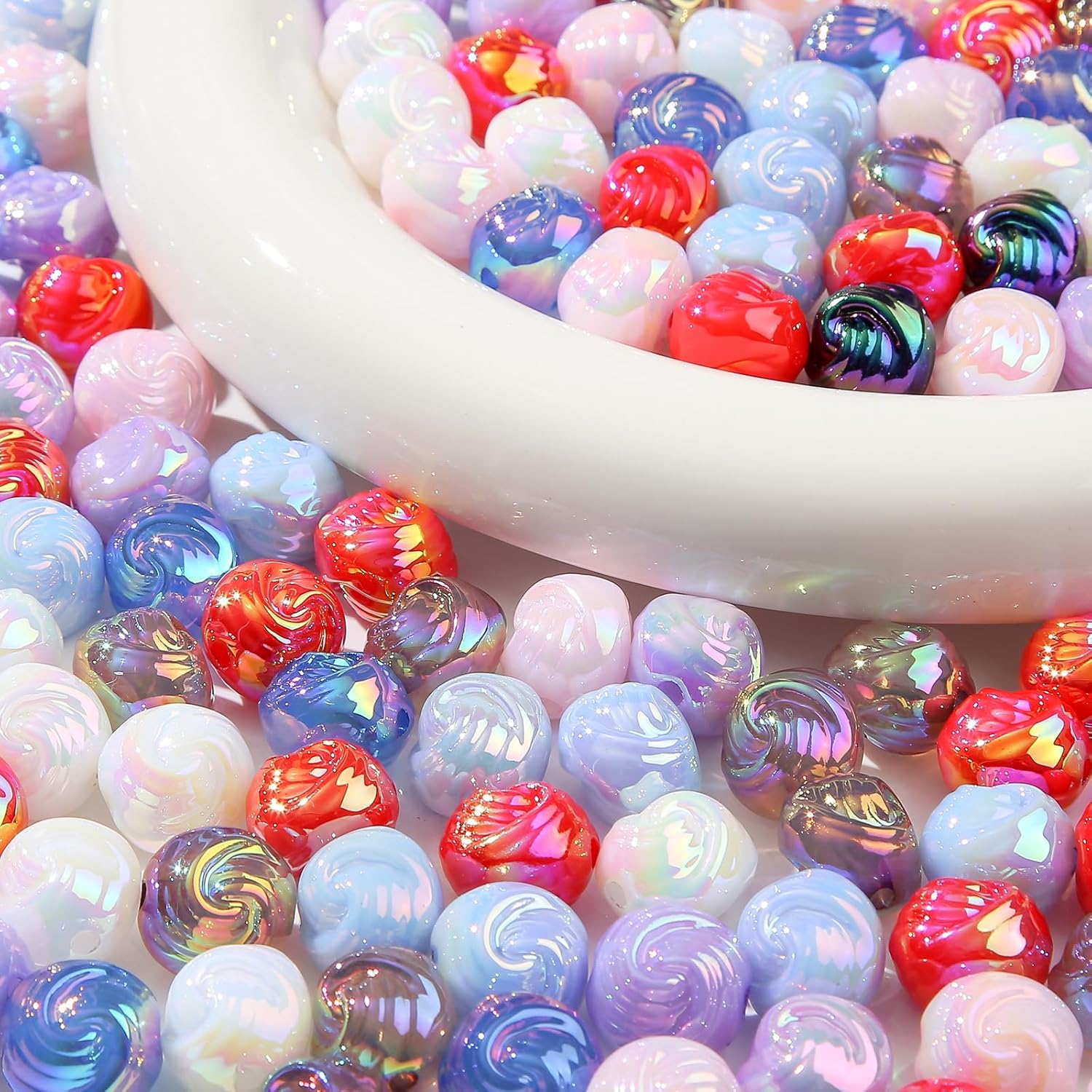 16mm Acrylic Beads 100pcs Color Pen Beadable Focal Spacer Bead Chunk Bubblegum Beads for DIY Crafting Necklace Bracelet Jewelry Making Keychain (ab mxq) - Image 3