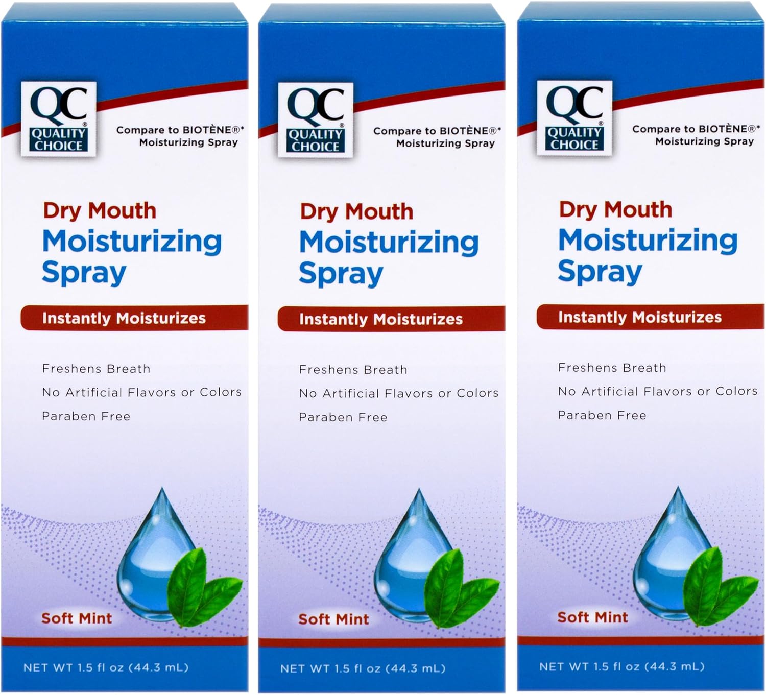 Quality Choice Moisturizing Dry Mouth Breath Spray, Soft Mint, 1.5 Ounce (Pack of 3)