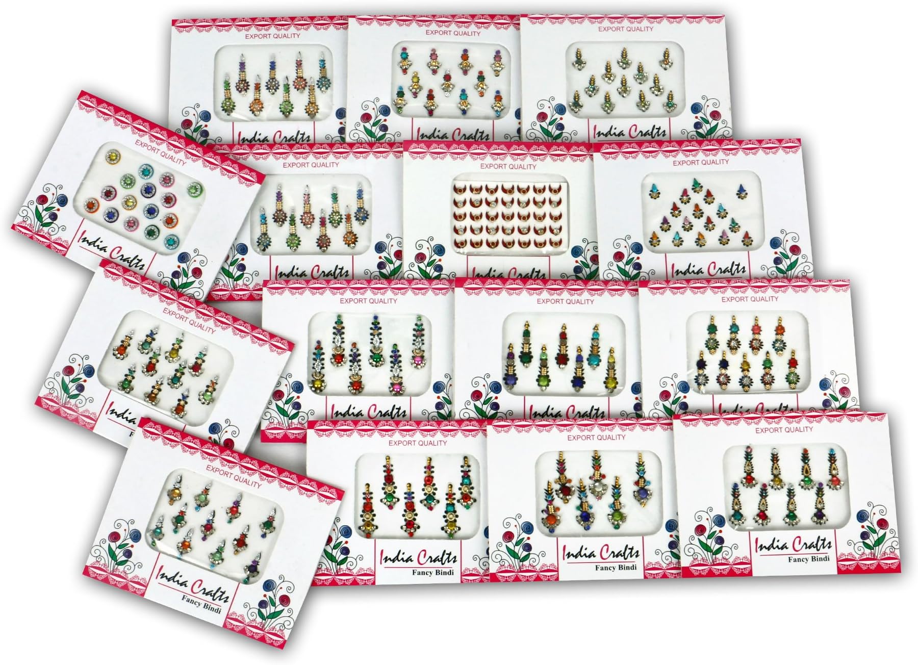 ™ 6 Packs- 60 Multicolored long Bindis Forehead Tika Face Jewels