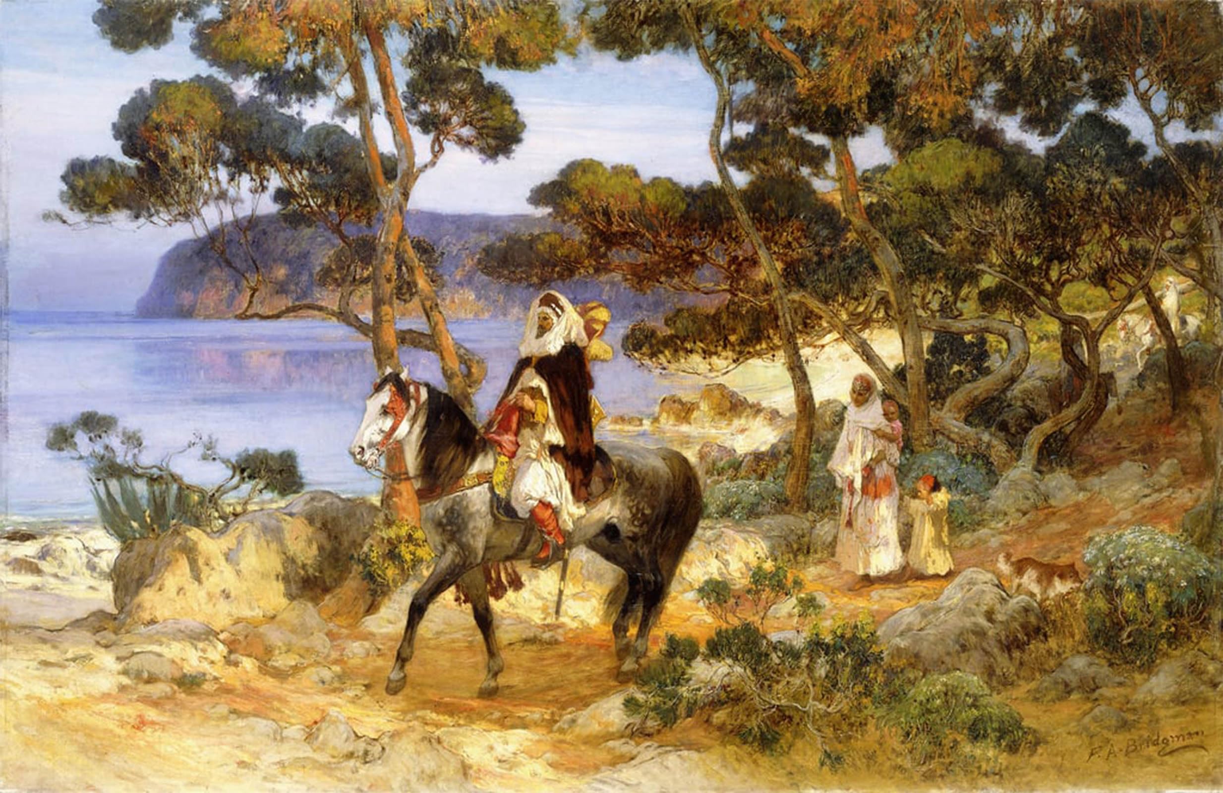 SERENDIPITP Retro Picture Poster Wall Art Pictures Painting a Coastal Trail by Frederick Arthur Bridgman Wall Art Canvas Print for Wall Decor 60x90cm