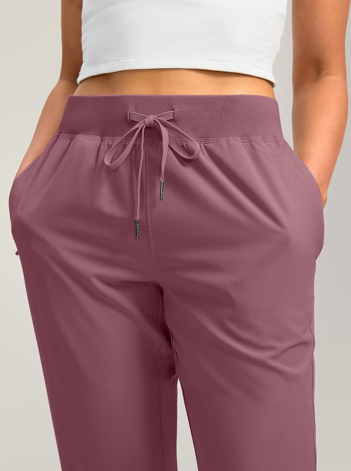 Soothfeel Women's Joggers with Zipper Pockets Lightweight Running Gym Travel Casual Workout Athletic Joggers Pants for Women Dark Pink - Image 4