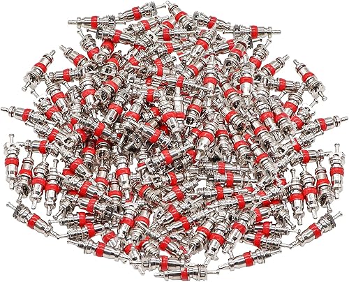 Miniatura 5 de 100 núcleos de válvula de neumático, núcleo de vástago de válvula de neumático Schrader de cobre niquelado + 7 piezas de herramientas de extracción