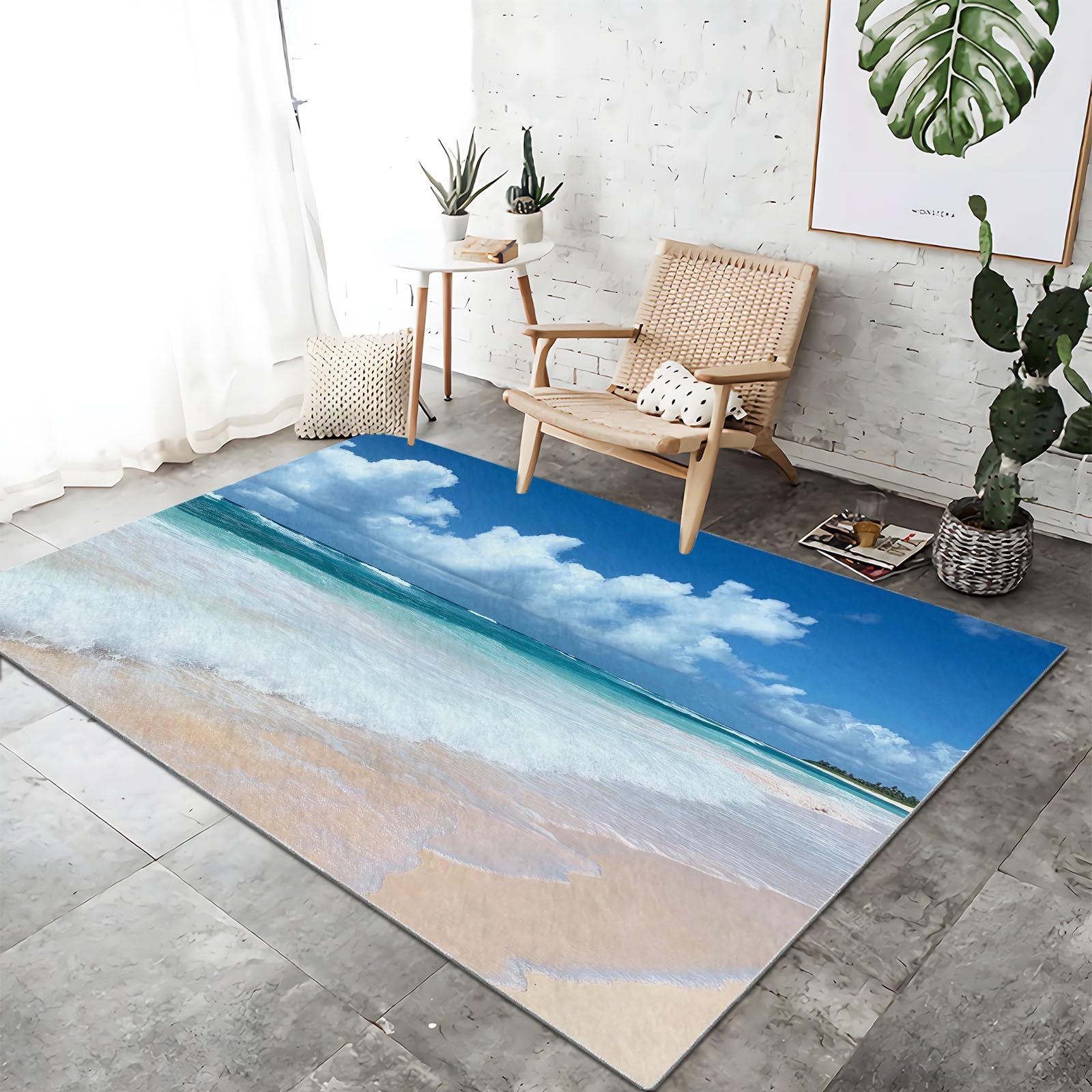 Tapis de salon lavable doux 120x170 antidérapant chambre cuisine
