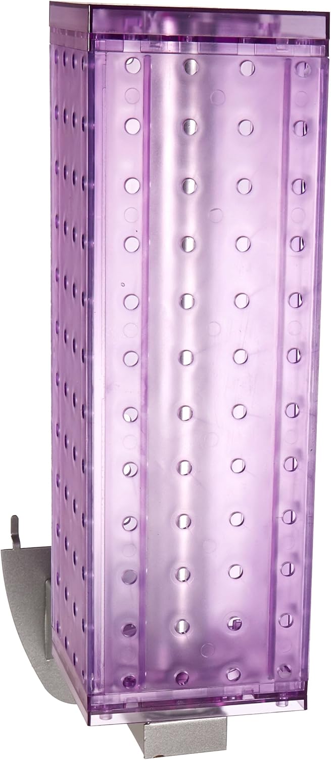 Azar Displays 700231-PUR 4" W x 4" D x 12" H Four-Sided Revolving Pegboard Display with Extension Rod in Translucent Purple